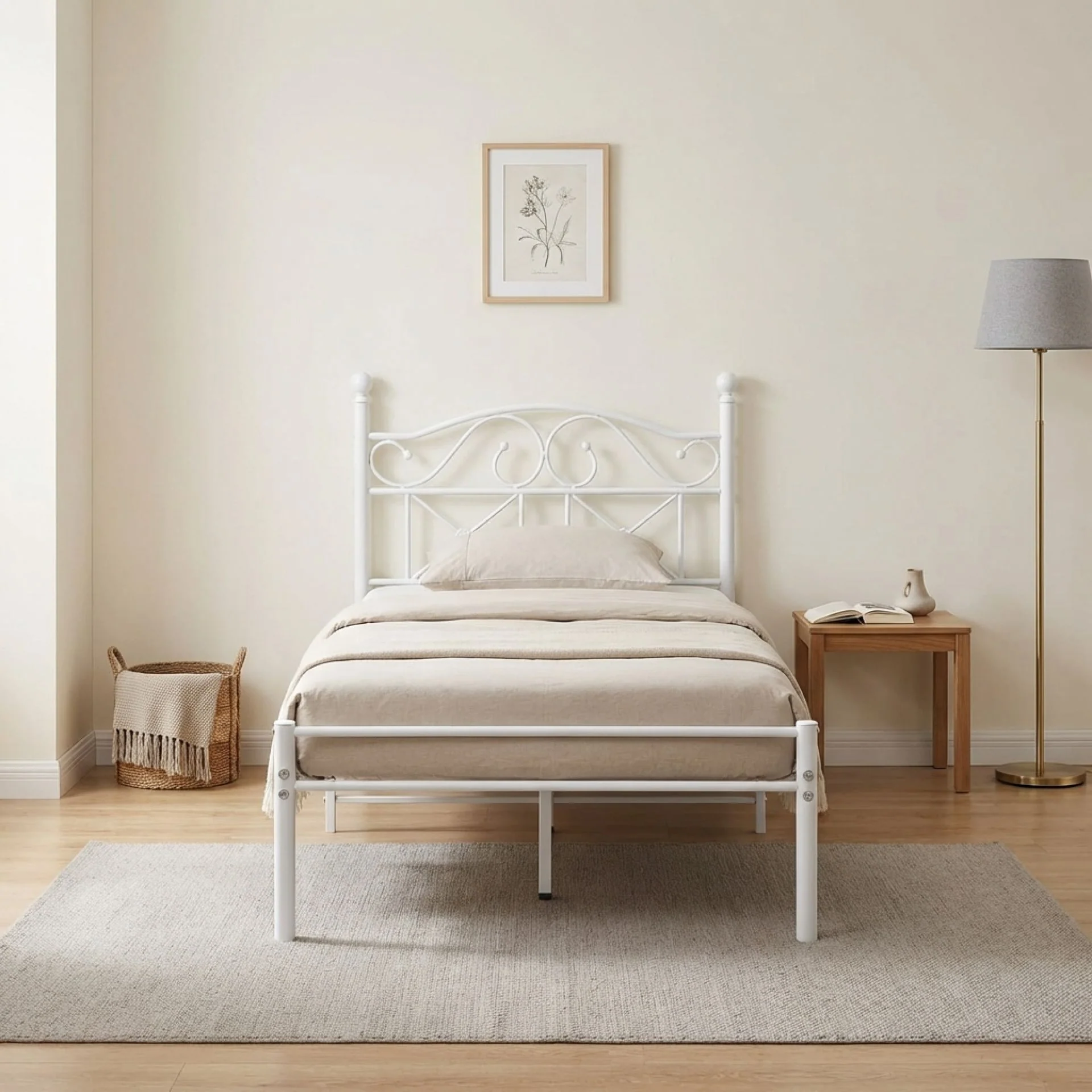 Ruby Single Metal Bed Frame - White - Image 6