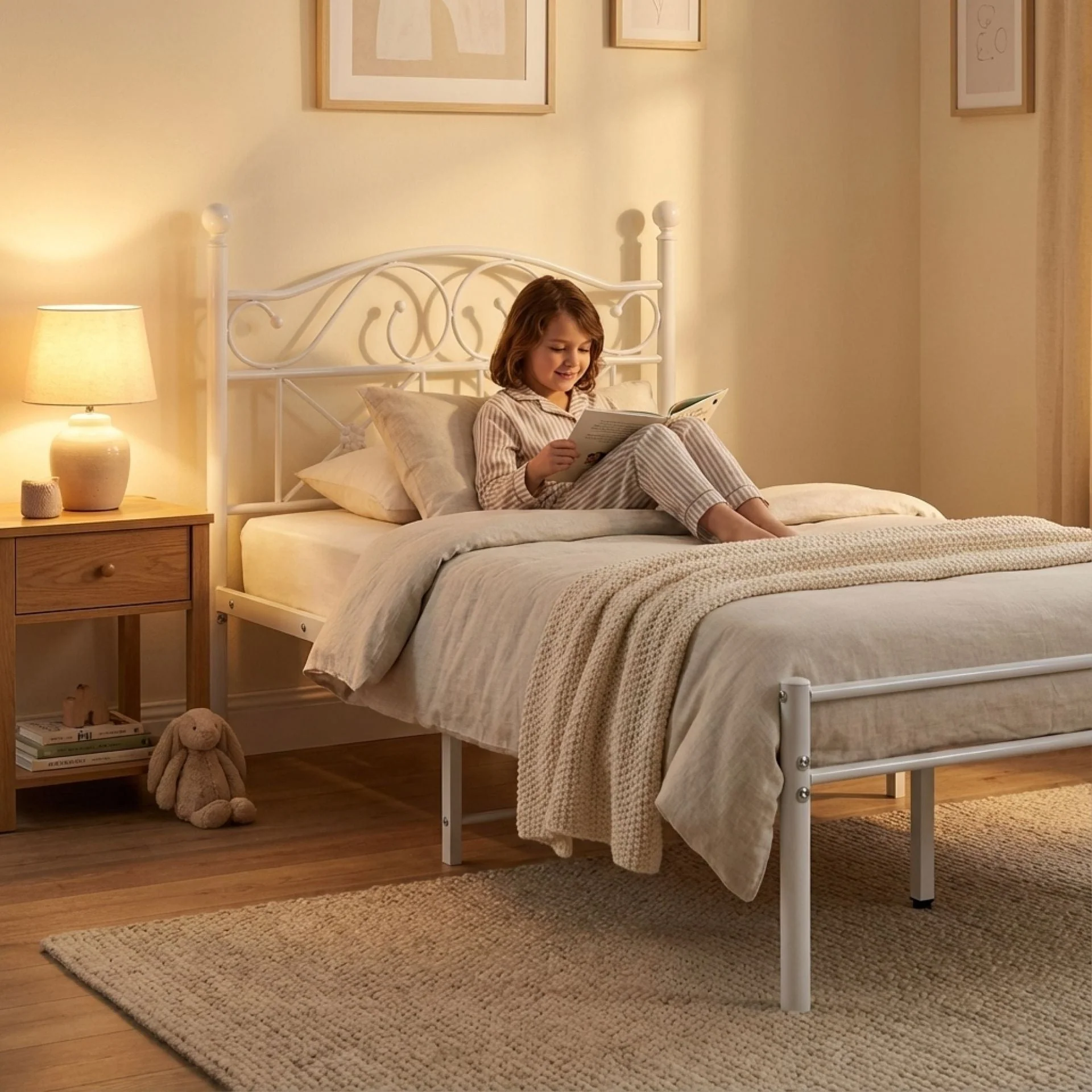 Ruby Single Metal Bed Frame - White - Image 7