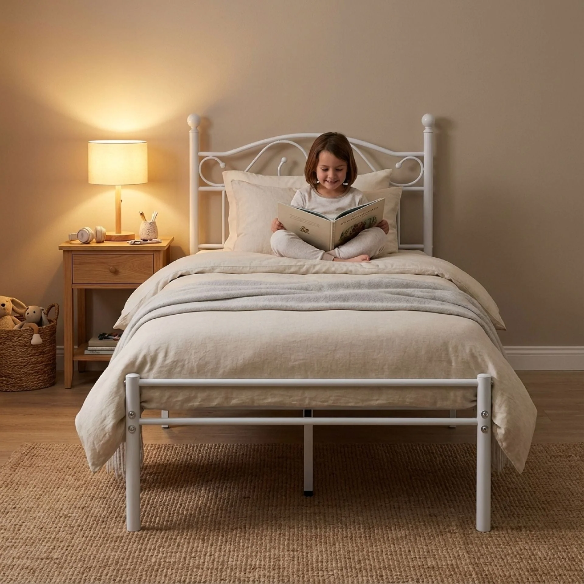 Ruby Single Metal Bed Frame - White - Image 8