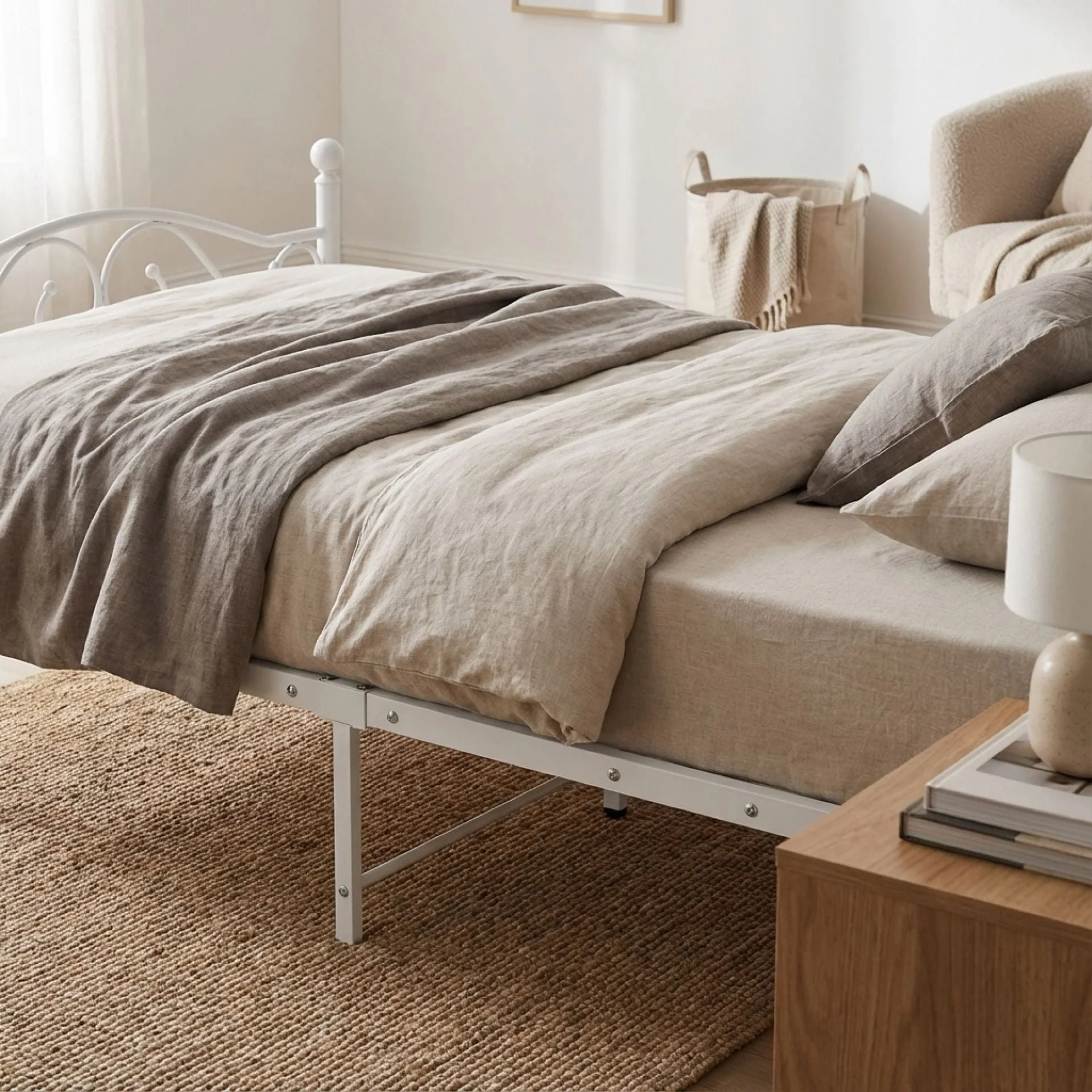 Ruby Single Metal Bed Frame - White - Image 9