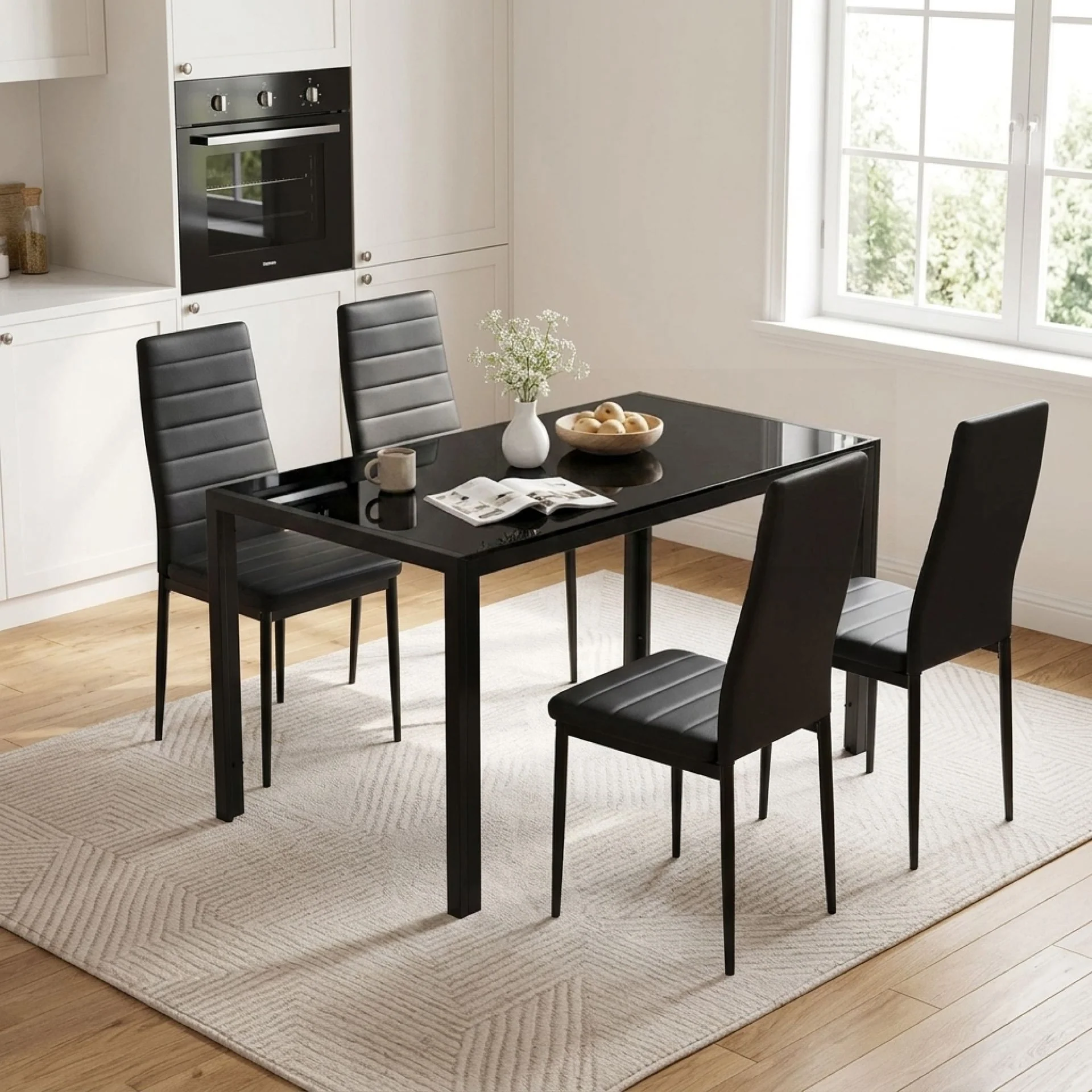 Samuel 5 Piece 1.4m Dining Set - Black - Image 4
