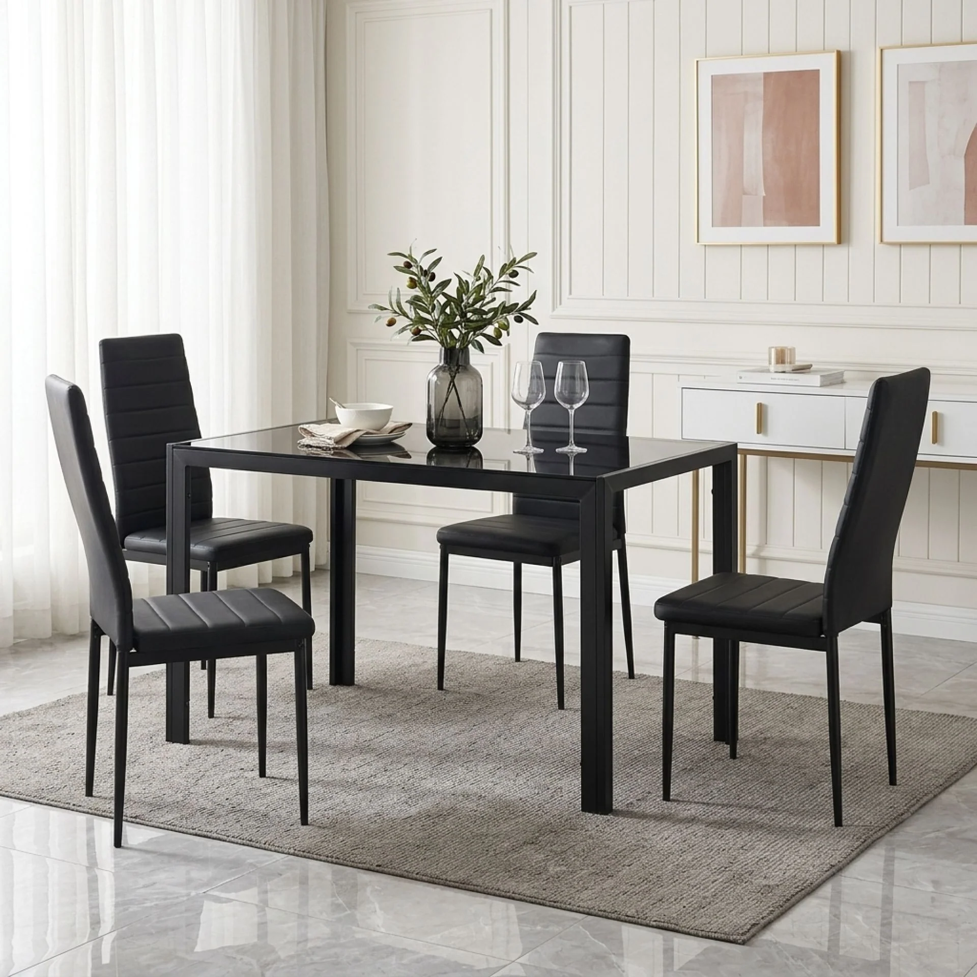 Samuel 5 Piece 1.2m Dining Set - Black - Image 4