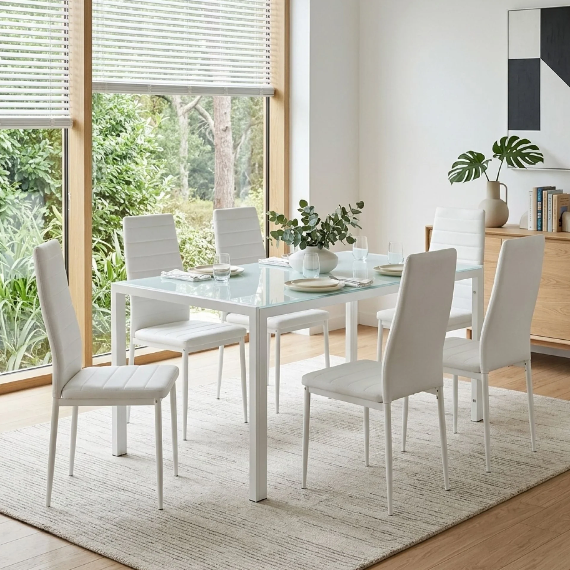 Samuel 7 Piece 1.8m Dining Set - White - Image 3