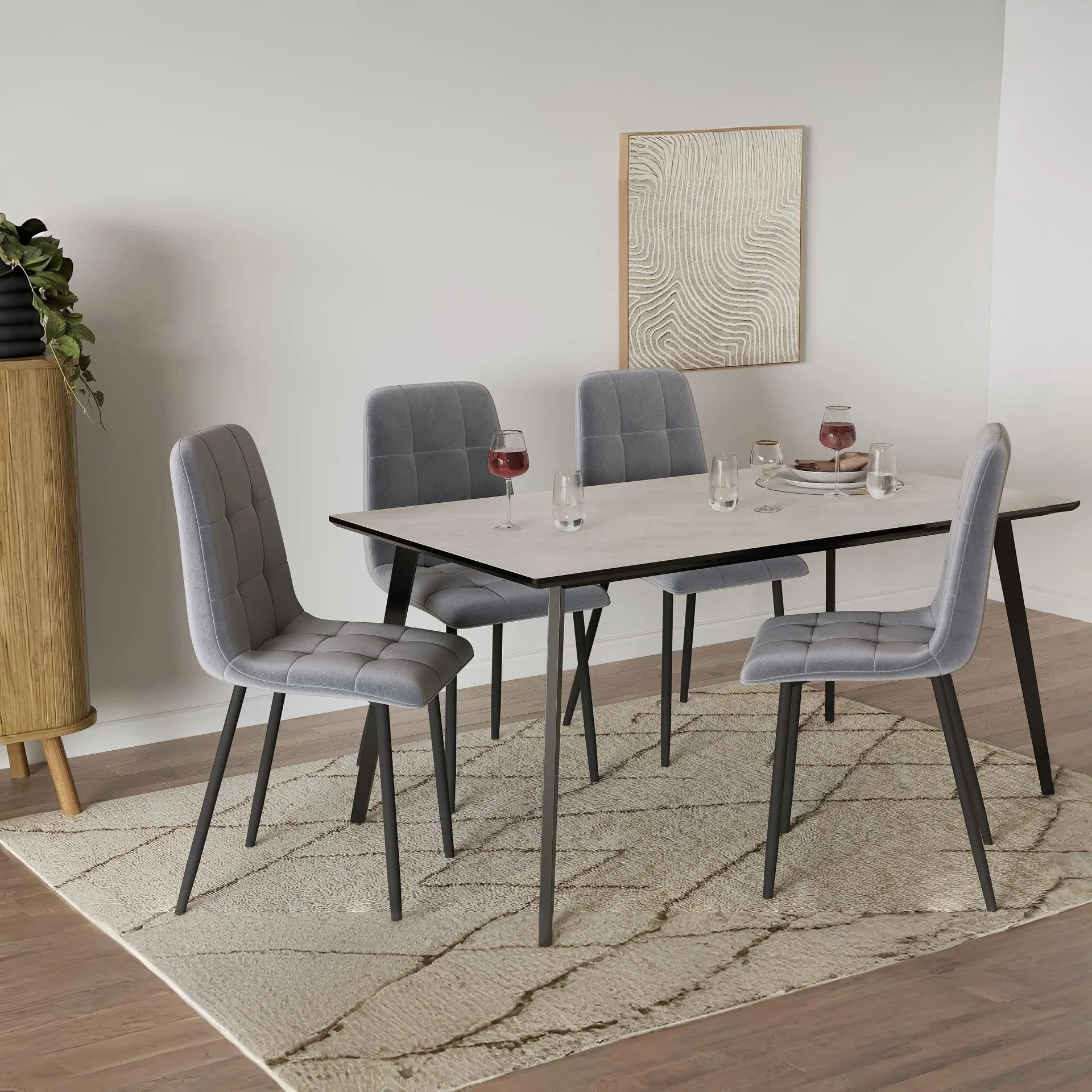 Sasha Dining Chair - Set of 4 - Grey + Black - Image 2