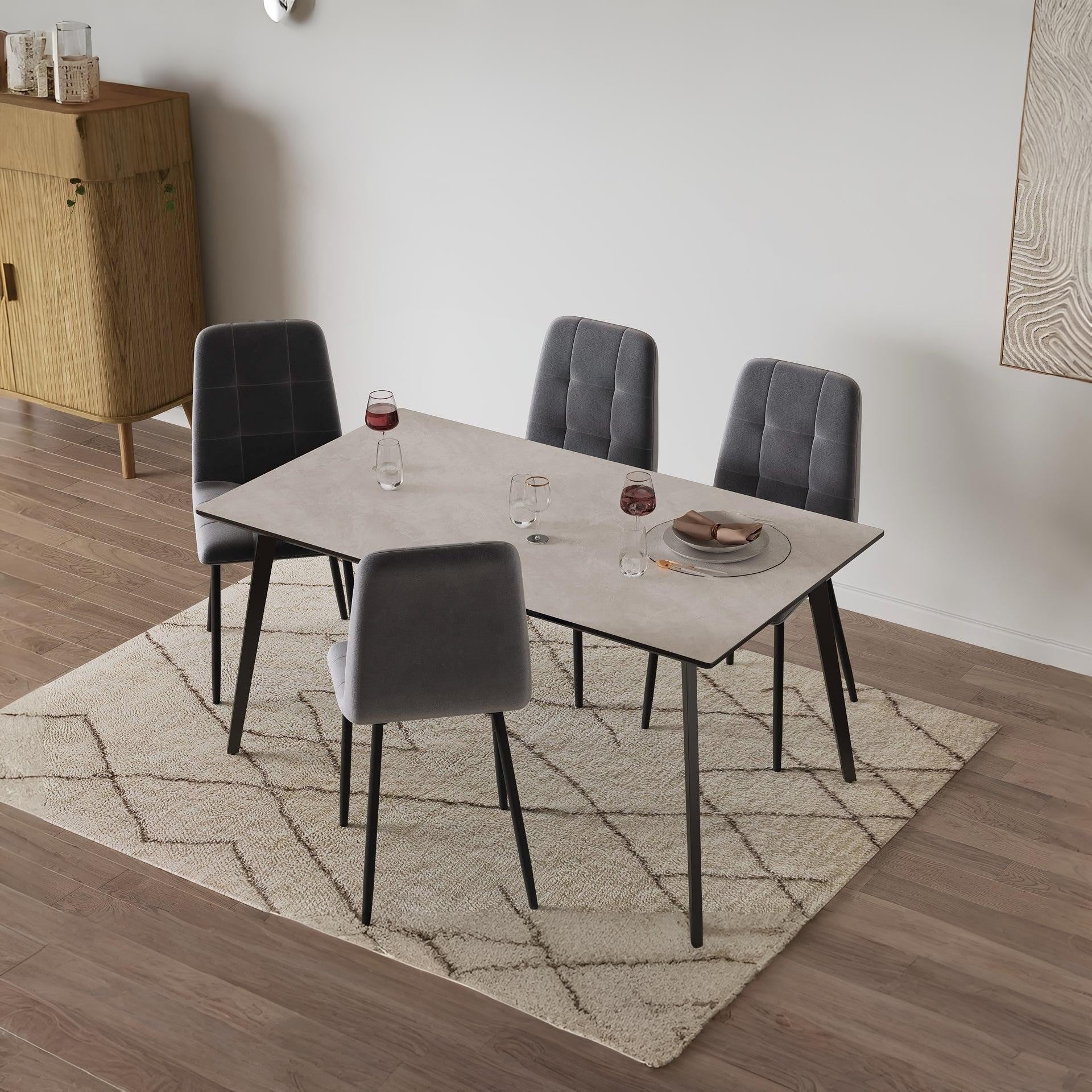Sasha Dining Chair - Set of 4 - Grey + Black - Image 3