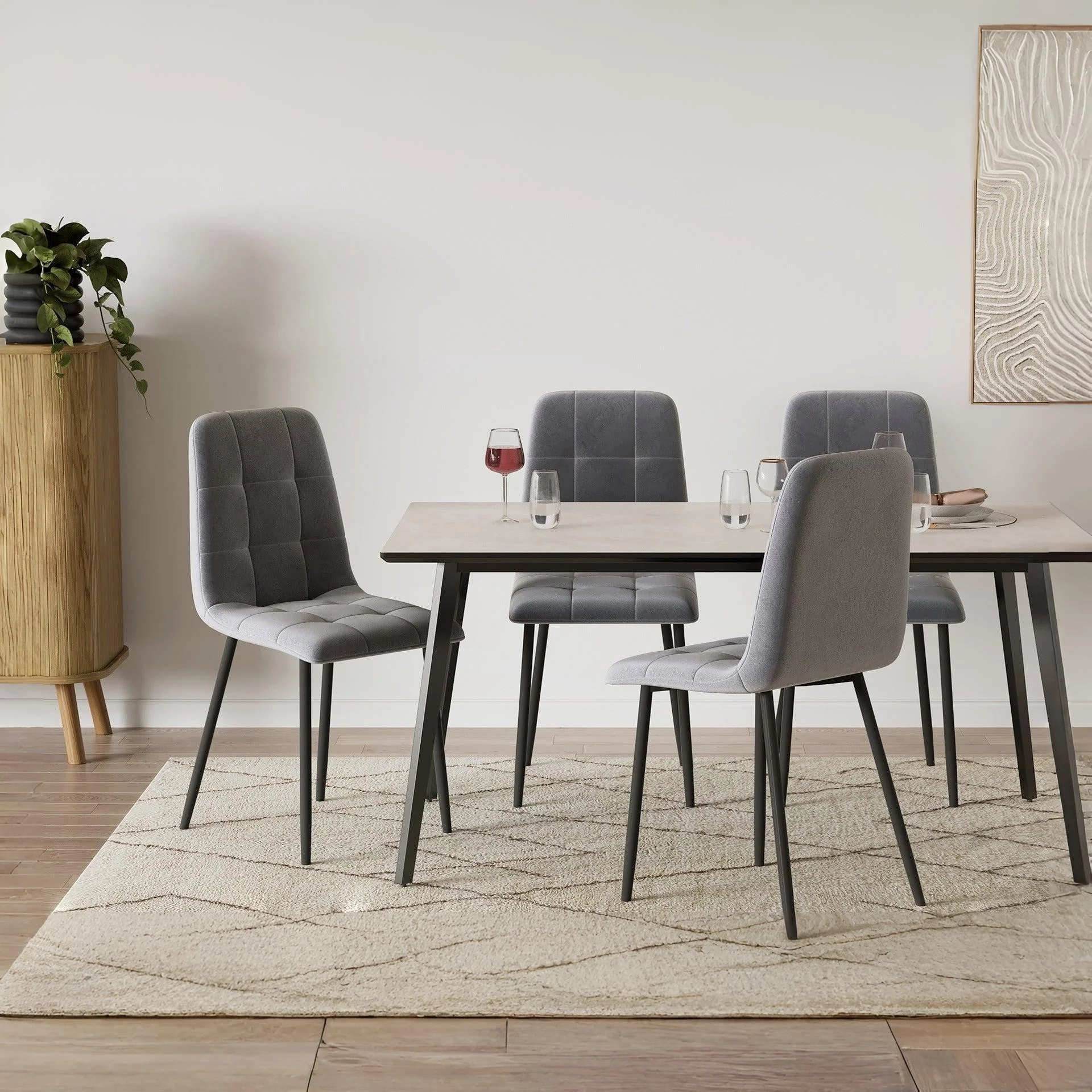 Sasha Dining Chair - Set of 4 - Grey + Black - Image 4