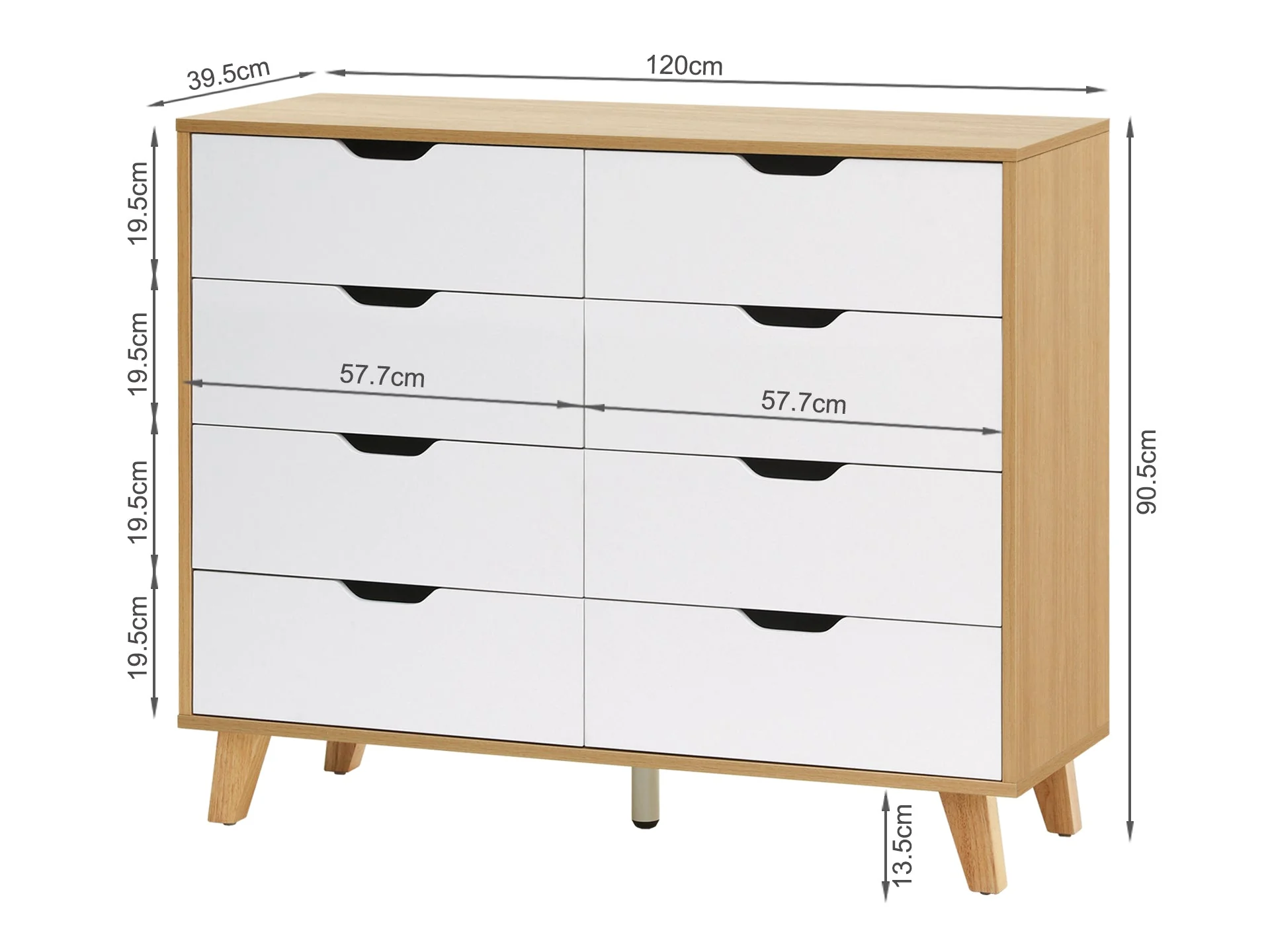 SCHERTZ Wooden Low Boy 8 Drawers - OAK - Image 6