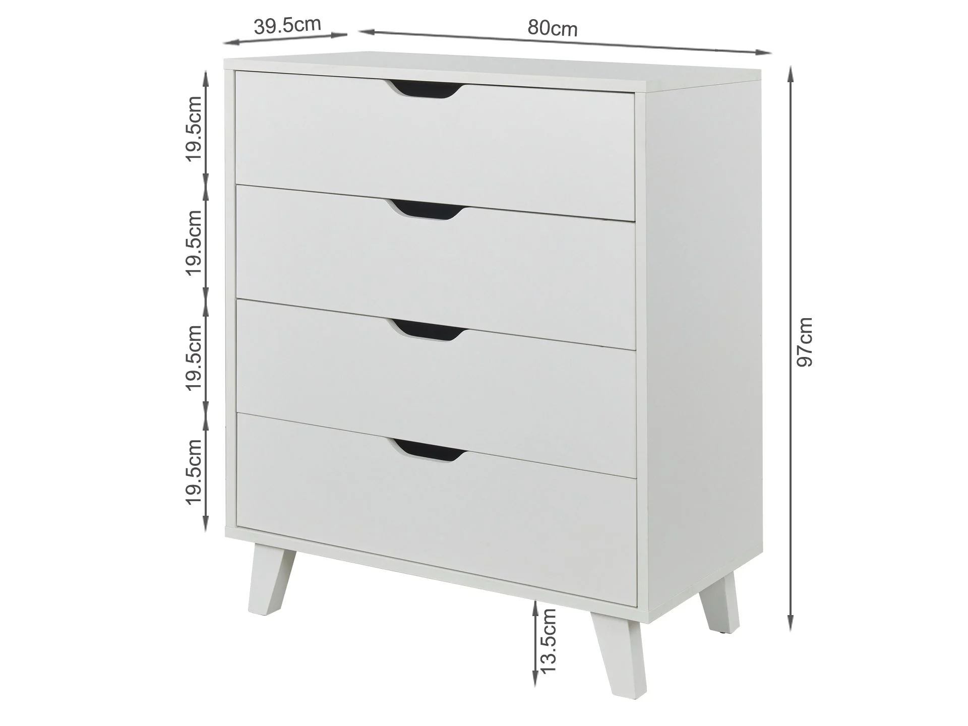SCHERTZ Wooden Tallboy 4 Drawers - WHITE - Image 9