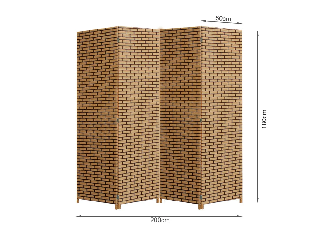 SEFTON 1.8M Rattan Room Divider Screen 4 Panels - RATTAN - Image 4