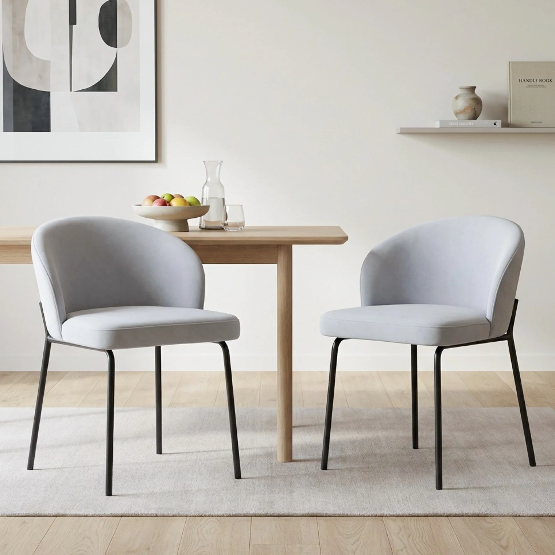 Selene Velvet Dining Chair - Set of 2 - Cool Light Grey - Image 3