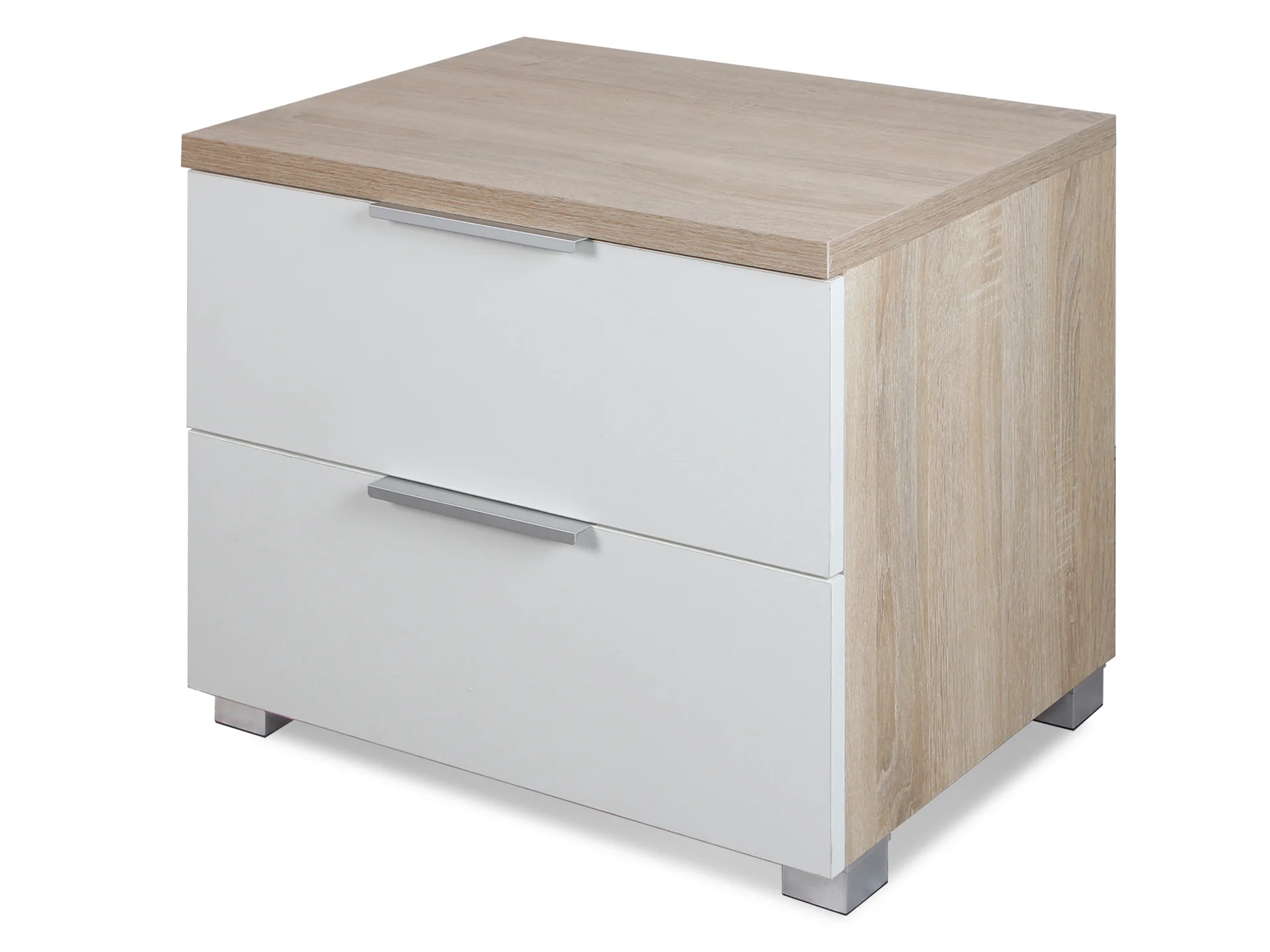 SETH 2 Drawer Bedside Table - OAK + WHITE - Image 3