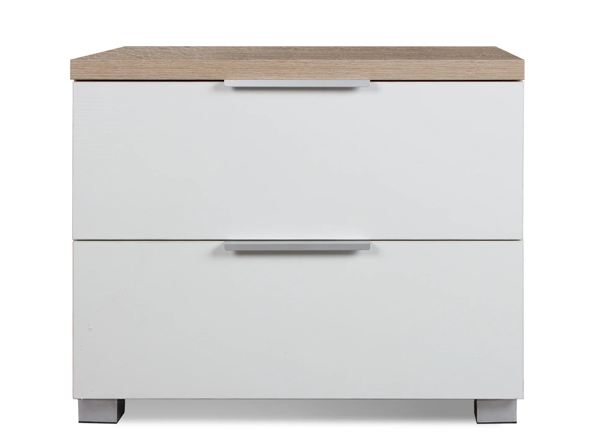 SETH 2 Drawer Bedside Table - OAK + WHITE - Image 4