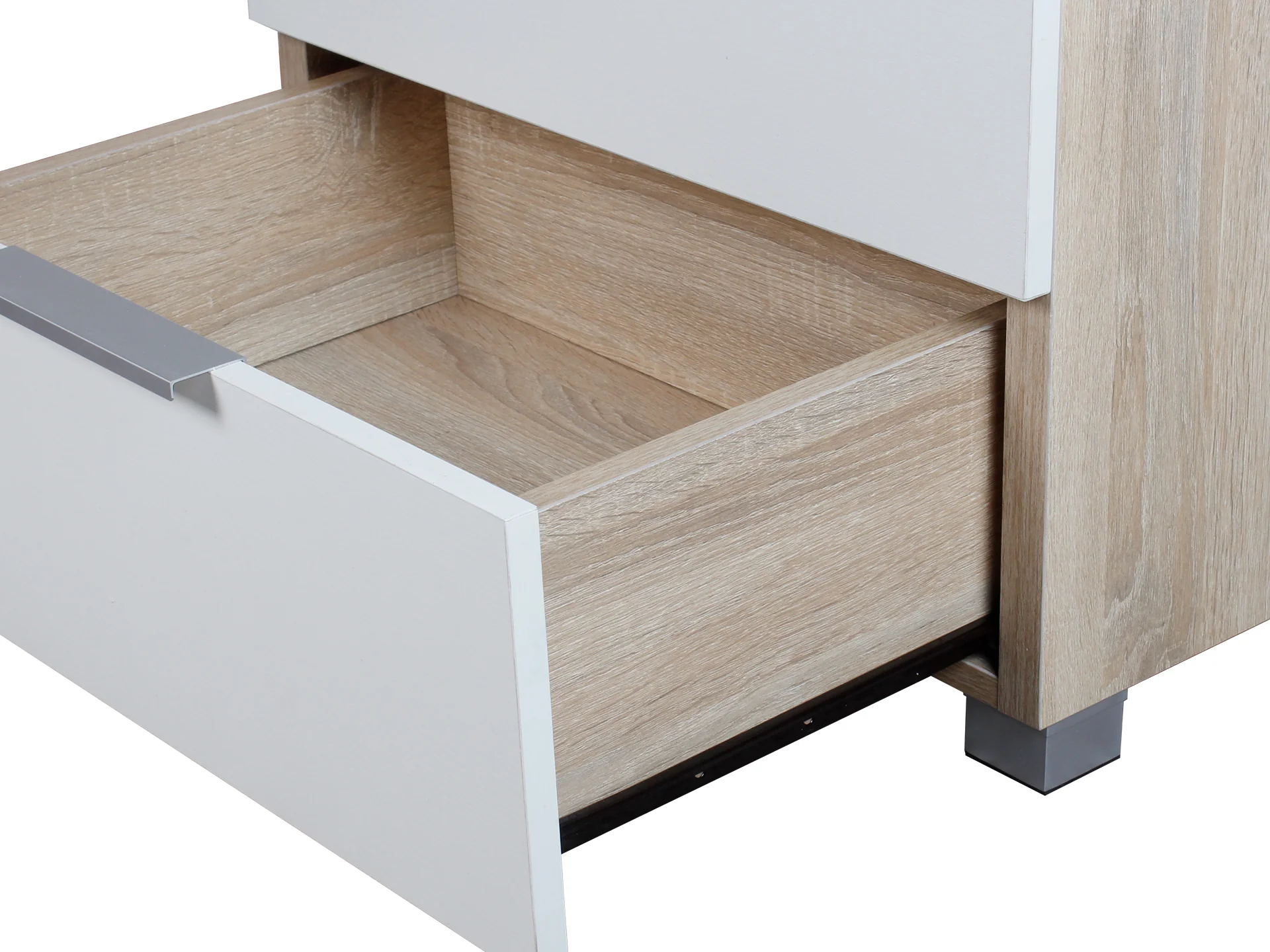 SETH 2 Drawer Bedside Table - OAK + WHITE - Image 6