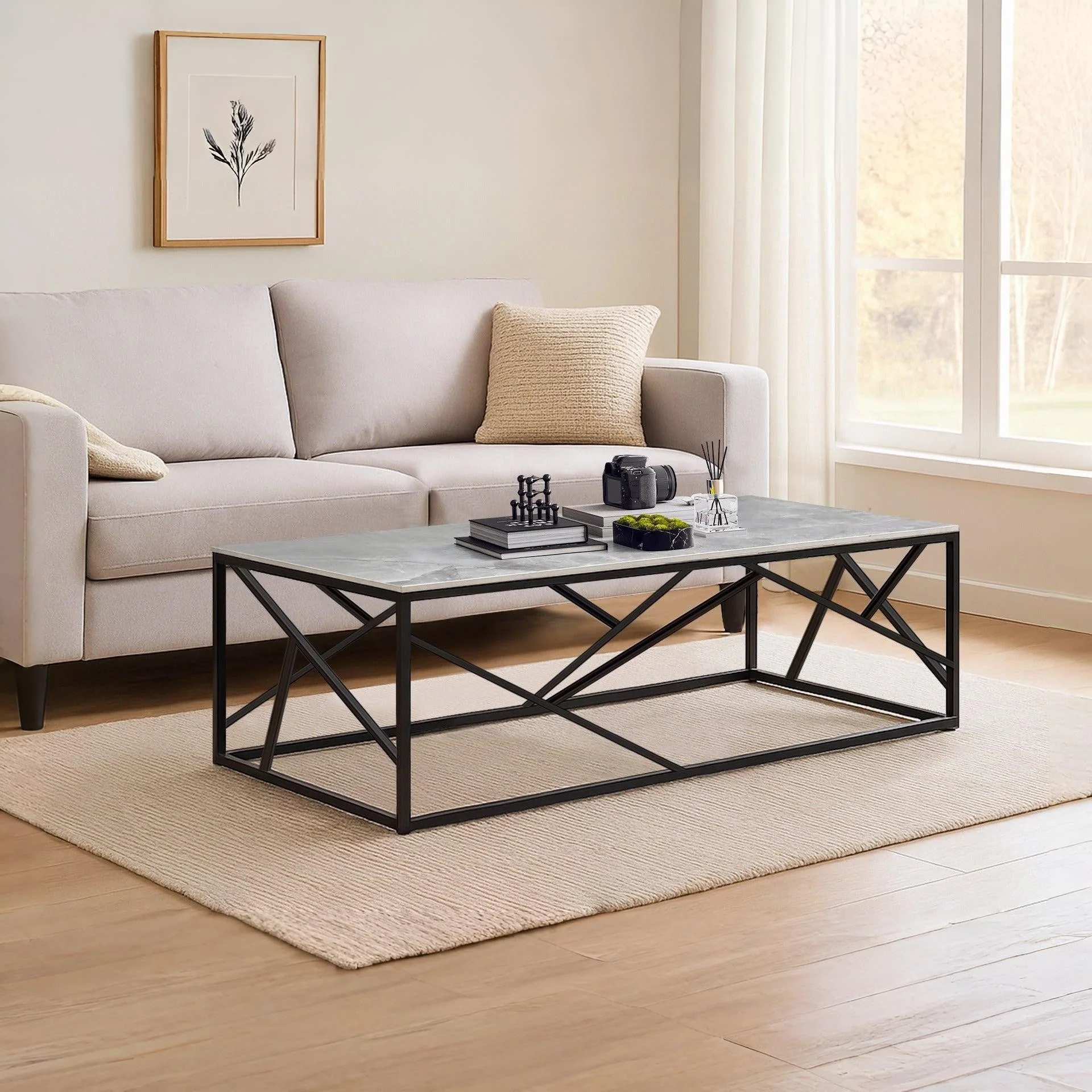 Shane Rectangular Ceramic Coffee Table - Image 2