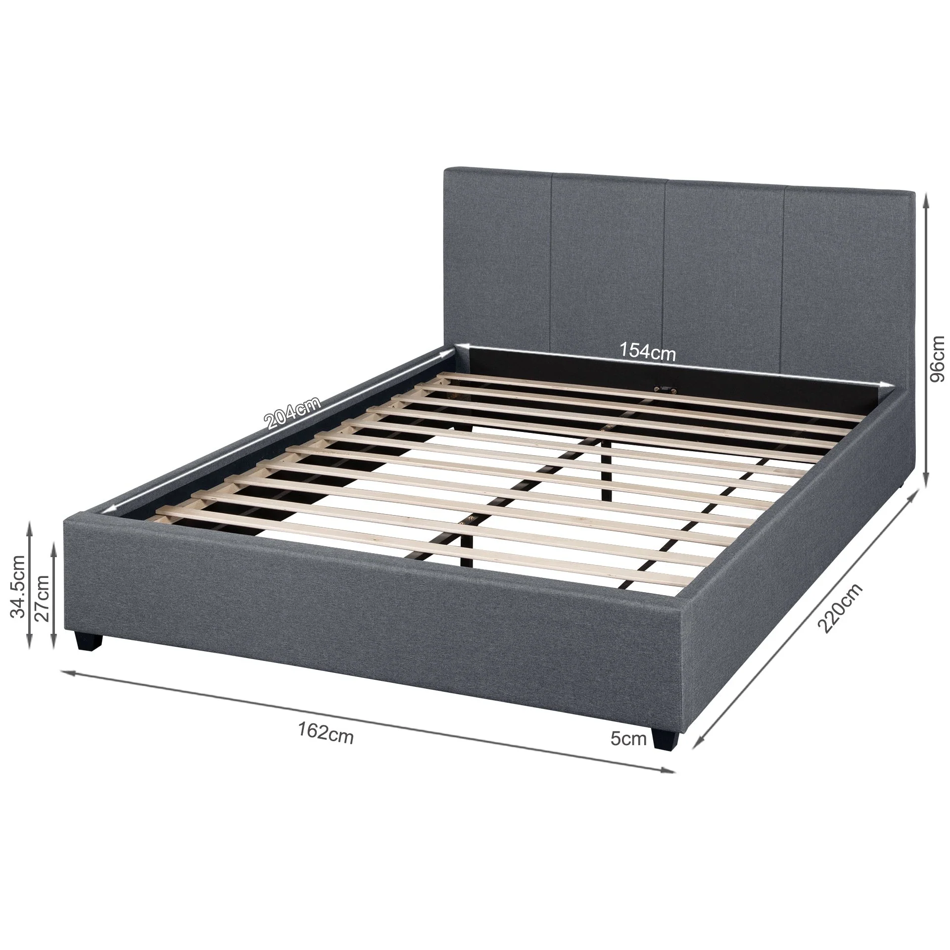 Shasta Fabric Slat Bed Frame with Headboard - Queen - Image 13