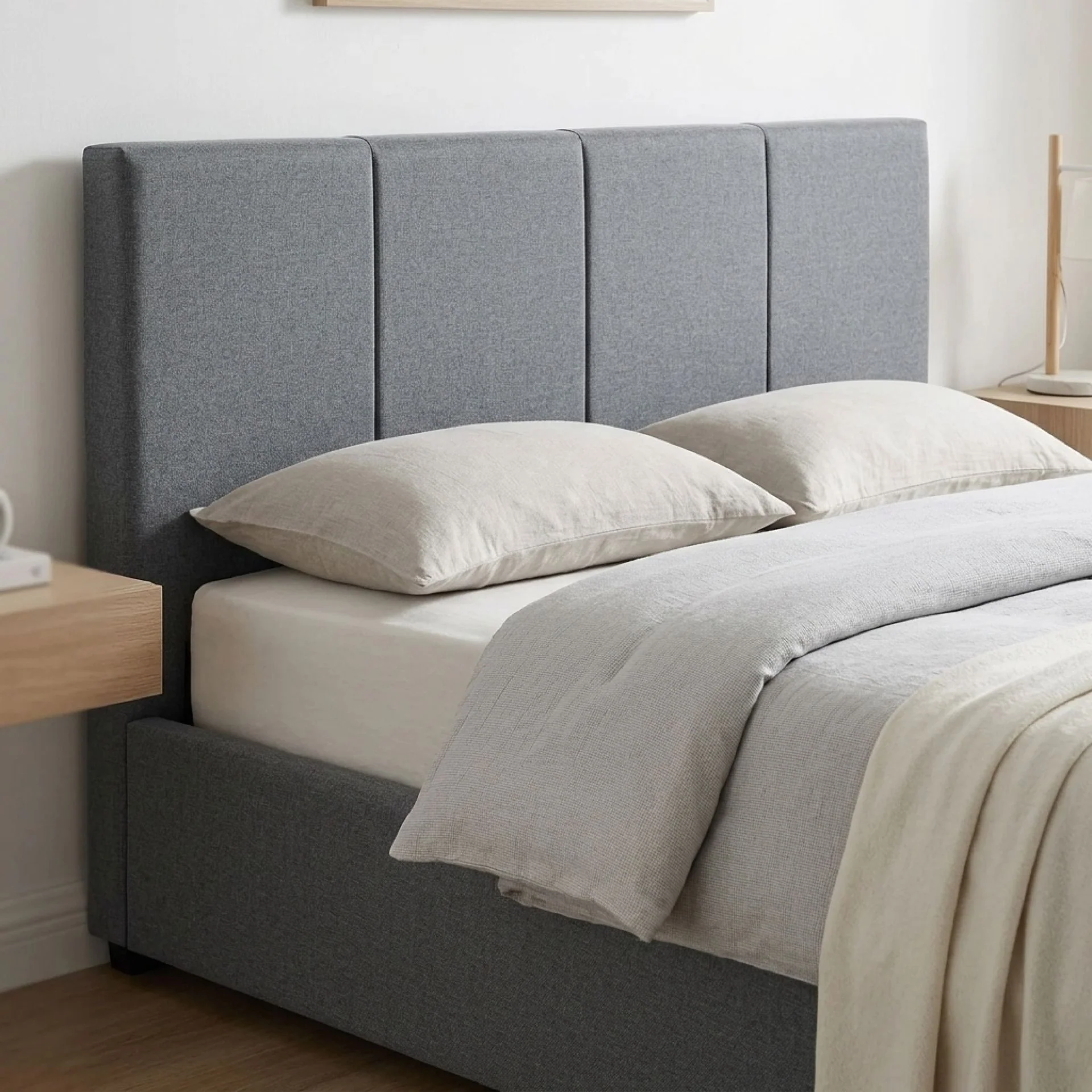 Shasta Fabric Slat Bed Frame with Headboard - Queen - Image 5