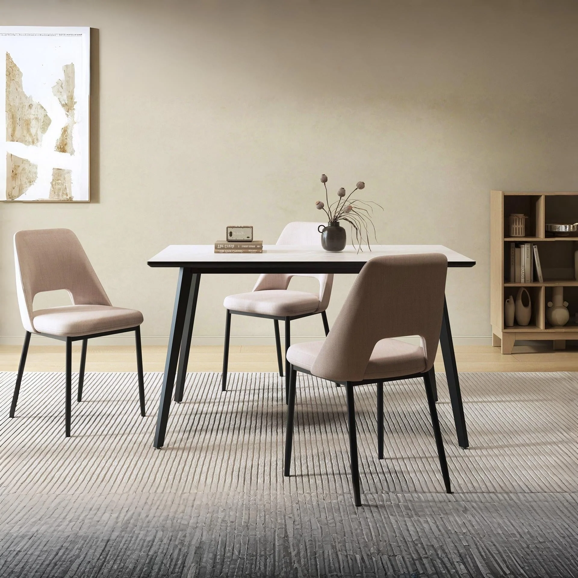 Shiloh Rectangular Dining Table 130 x 80cm - Grey + Black - Image 3