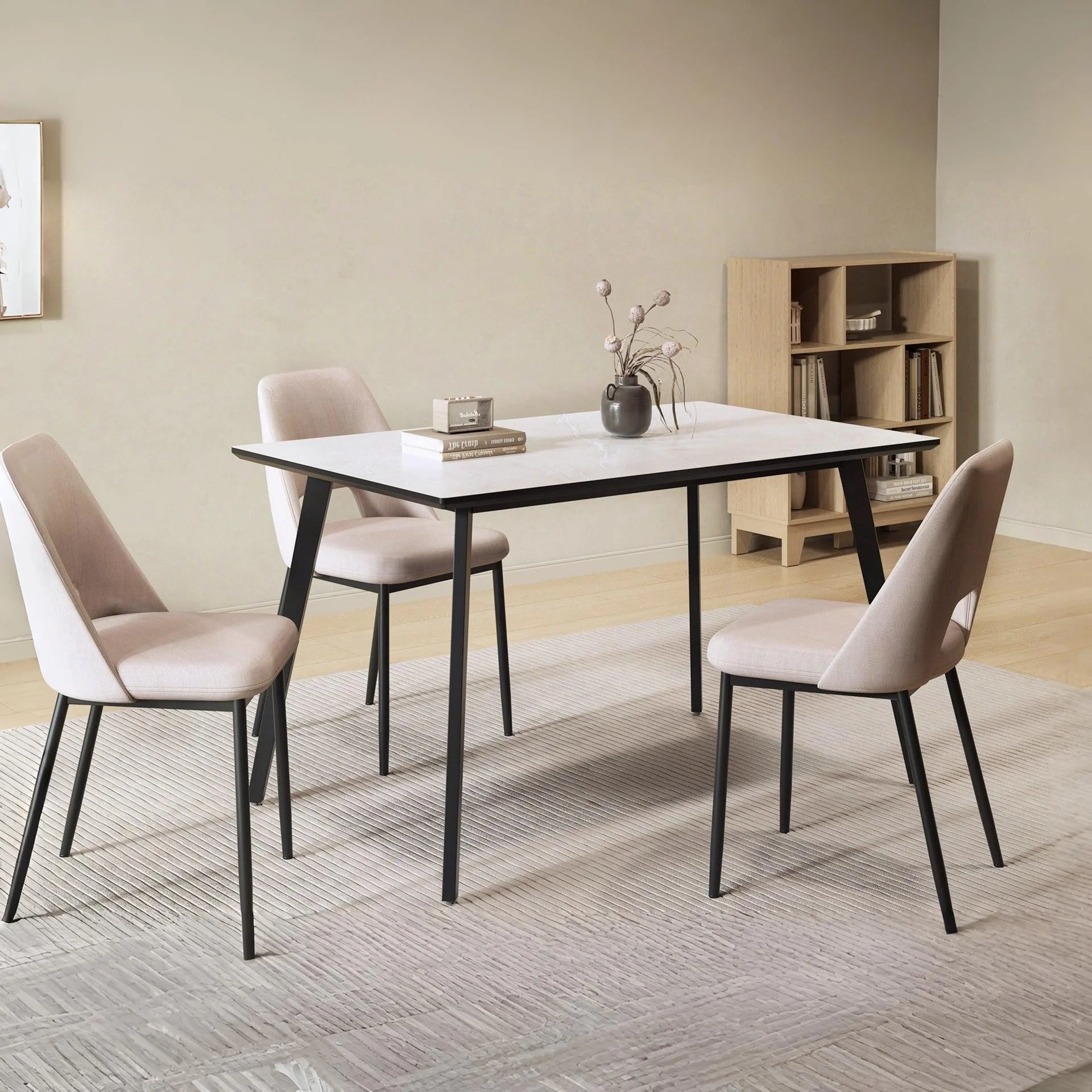 Shiloh Rectangular Dining Table 130 x 80cm - Grey + Black - Image 4