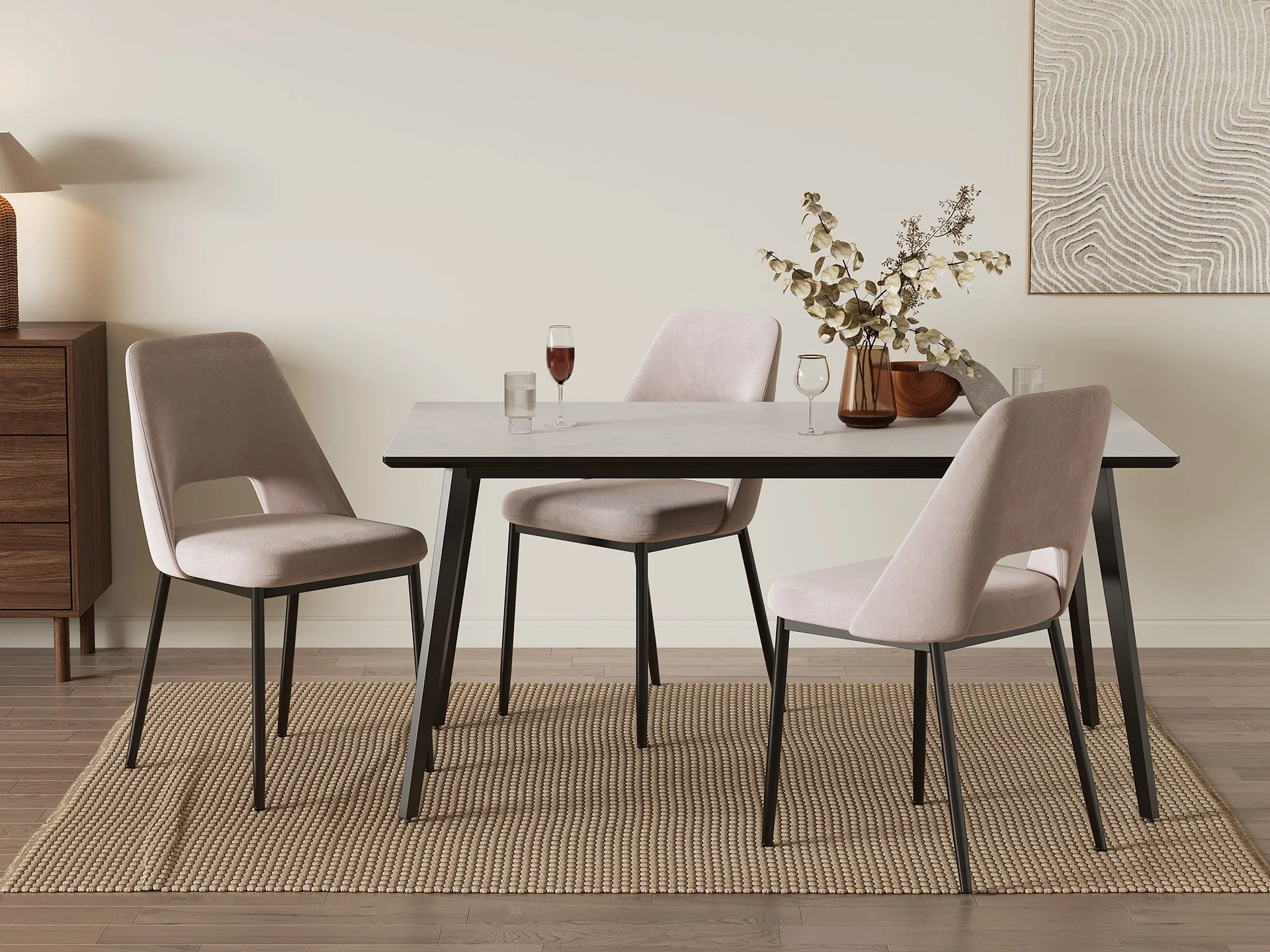 Shiloh Rectangular Dining Table 160 x 90cm - Grey + Black - Image 2