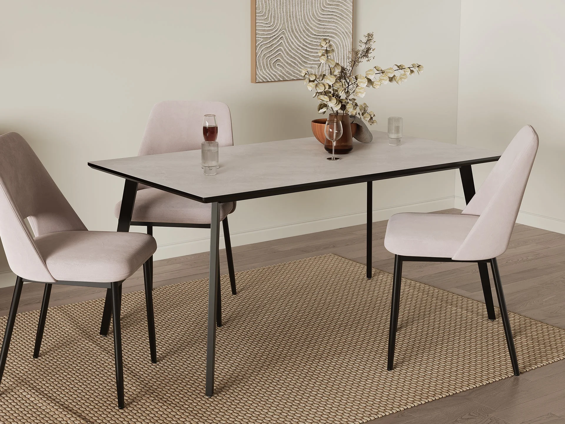 Shiloh Rectangular Dining Table 160 x 90cm - Grey + Black - Image 3