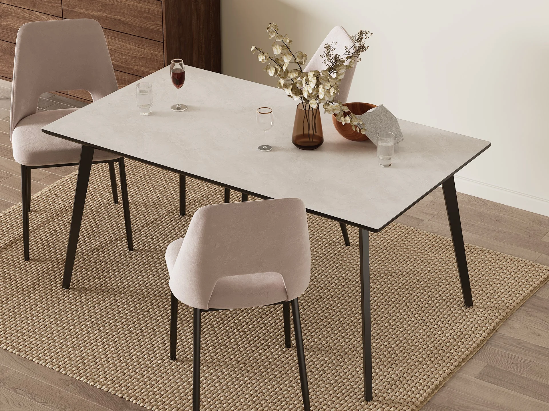 Shiloh Rectangular Dining Table 160 x 90cm - Grey + Black - Image 4