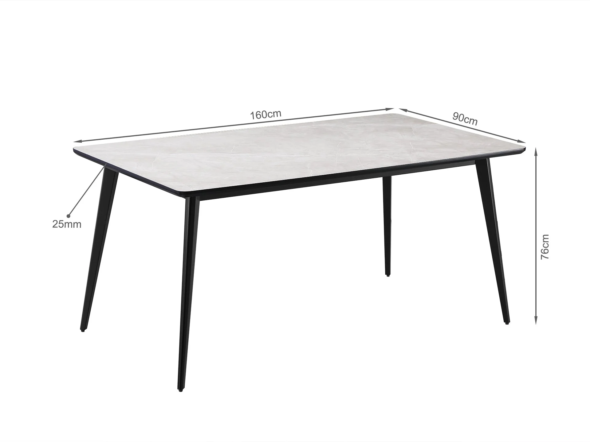 Shiloh Rectangular Dining Table 160 x 90cm - Grey + Black - Image 8
