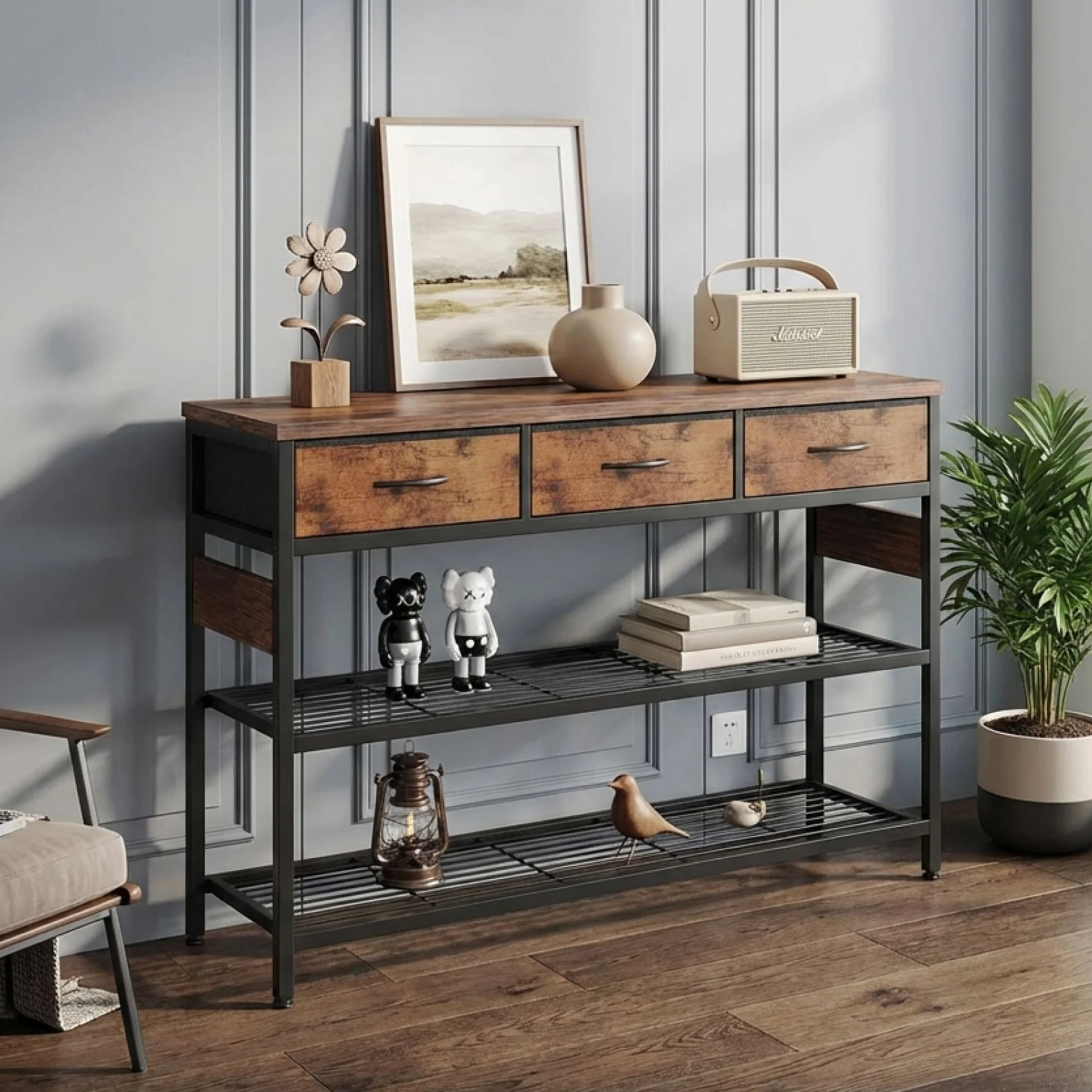 Shrike Console Table with 3 Drawers - Light Cherry - Image 3