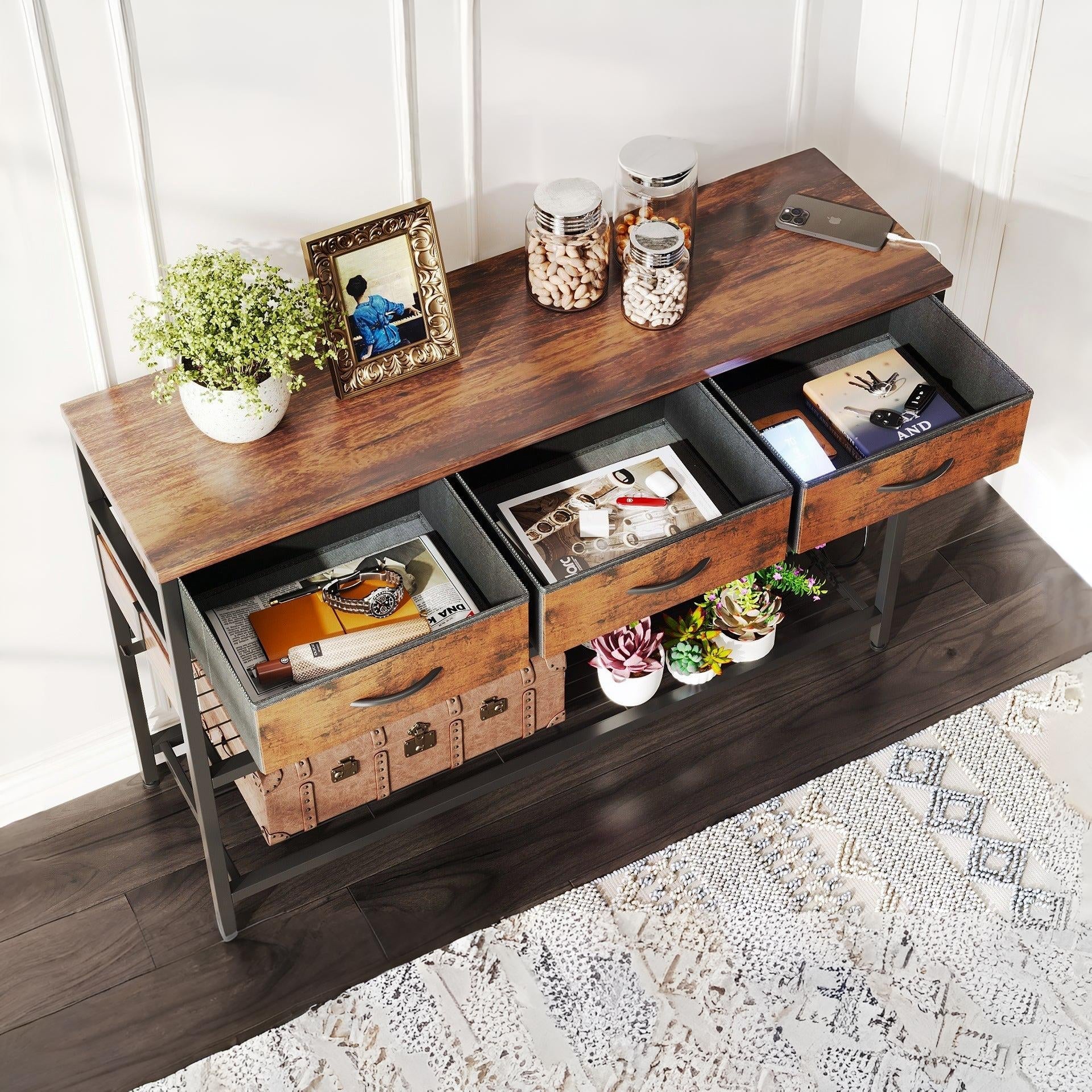 Shrike Console Table with 3 Drawers - Light Cherry - Image 7