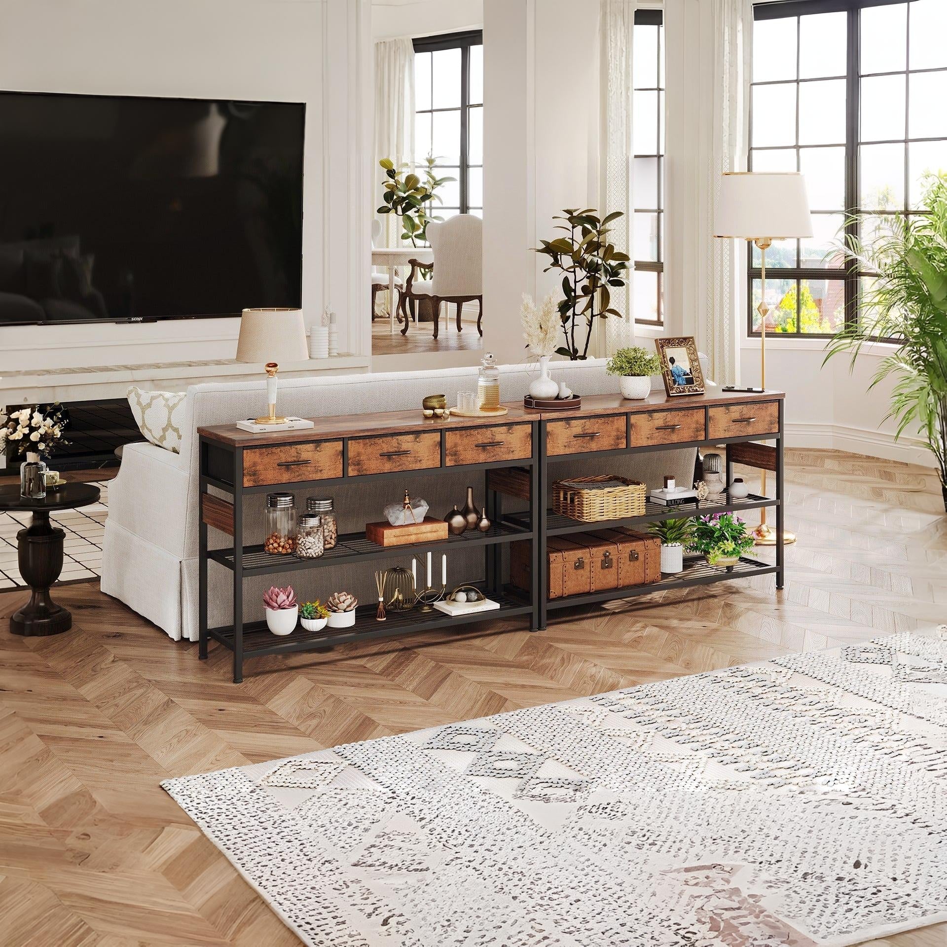 Shrike Console Table with 3 Drawers - Light Cherry - Image 9