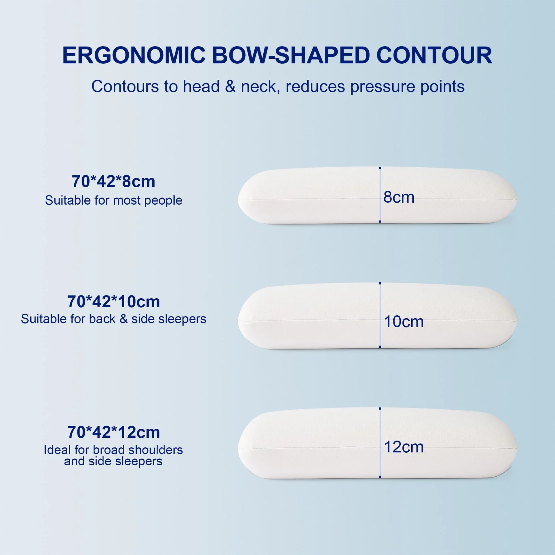 Side Sleep Pro Memory Foam Pillow 70 x 42 x 12CM - Image 6