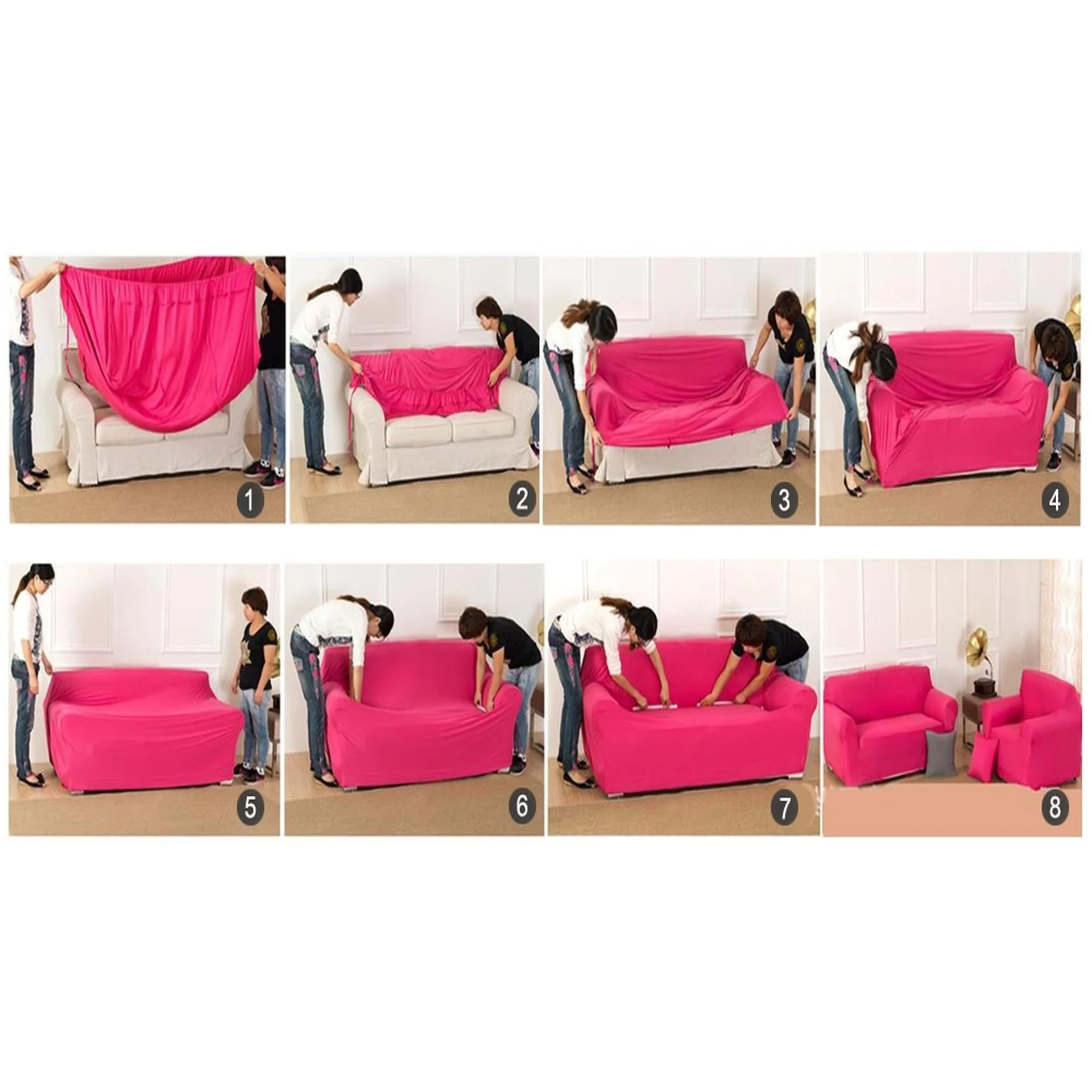 Single Seater Sofa Couch Cover 90-140cm - Grey - Image 5