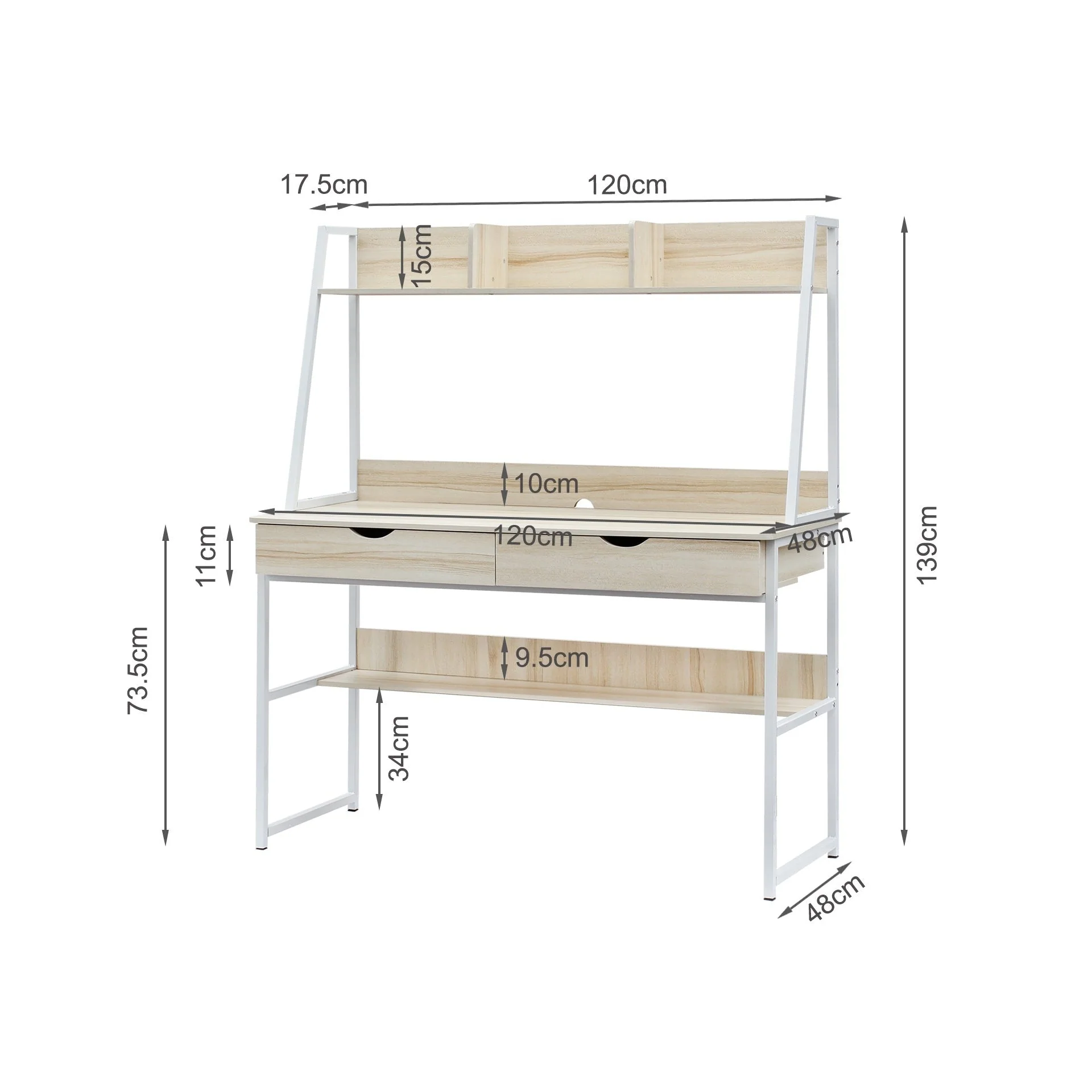 Siya 120cm Computer Desk with Drawers - Oak - Image 15