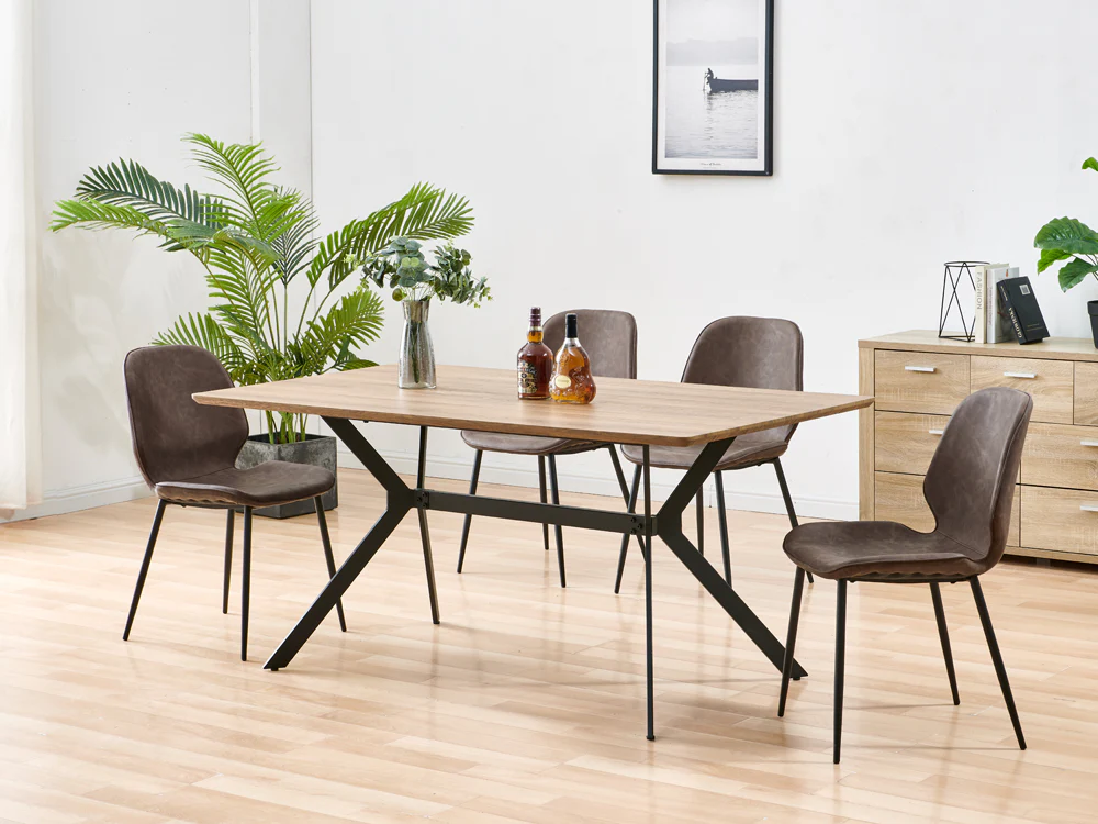 SLOANE 4PCS PU Leather Dining Chair - BROWN