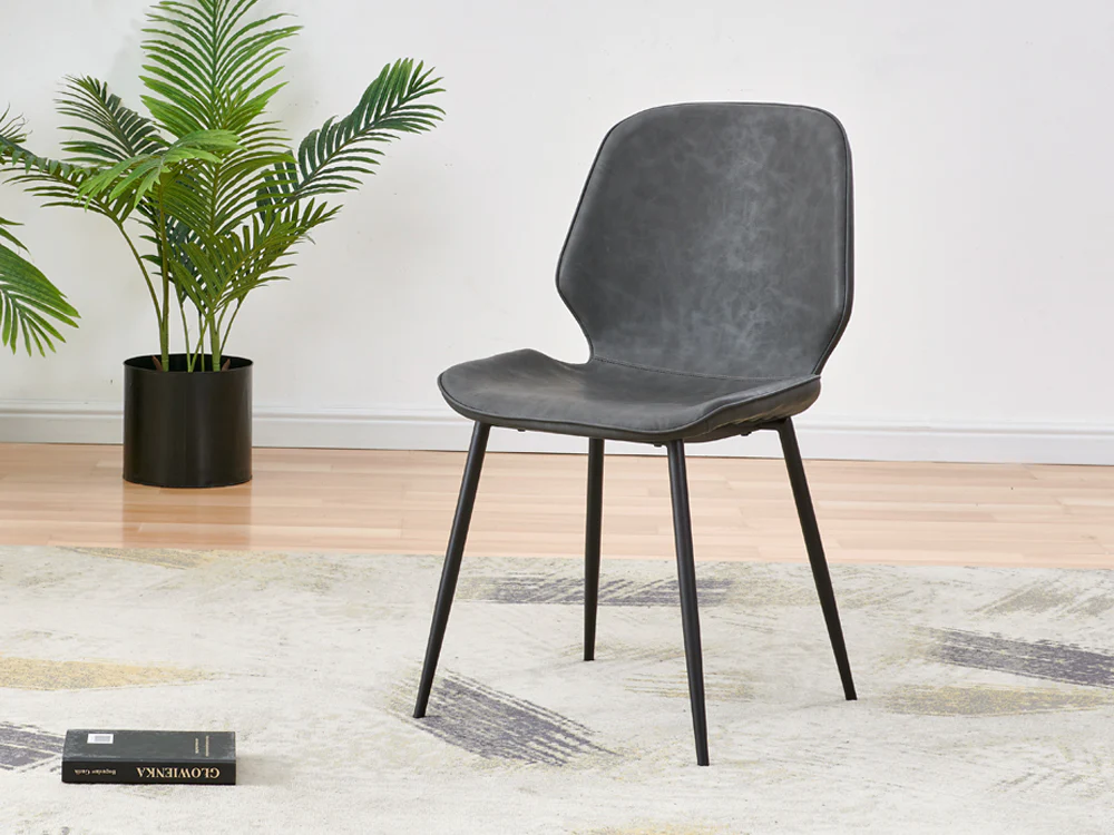 SLOANE 4PCS PU Leather Dining Chair - DARK GREY - Image 4