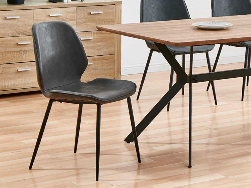 SLOANE 4PCS PU Leather Dining Chair - DARK GREY - Image 5