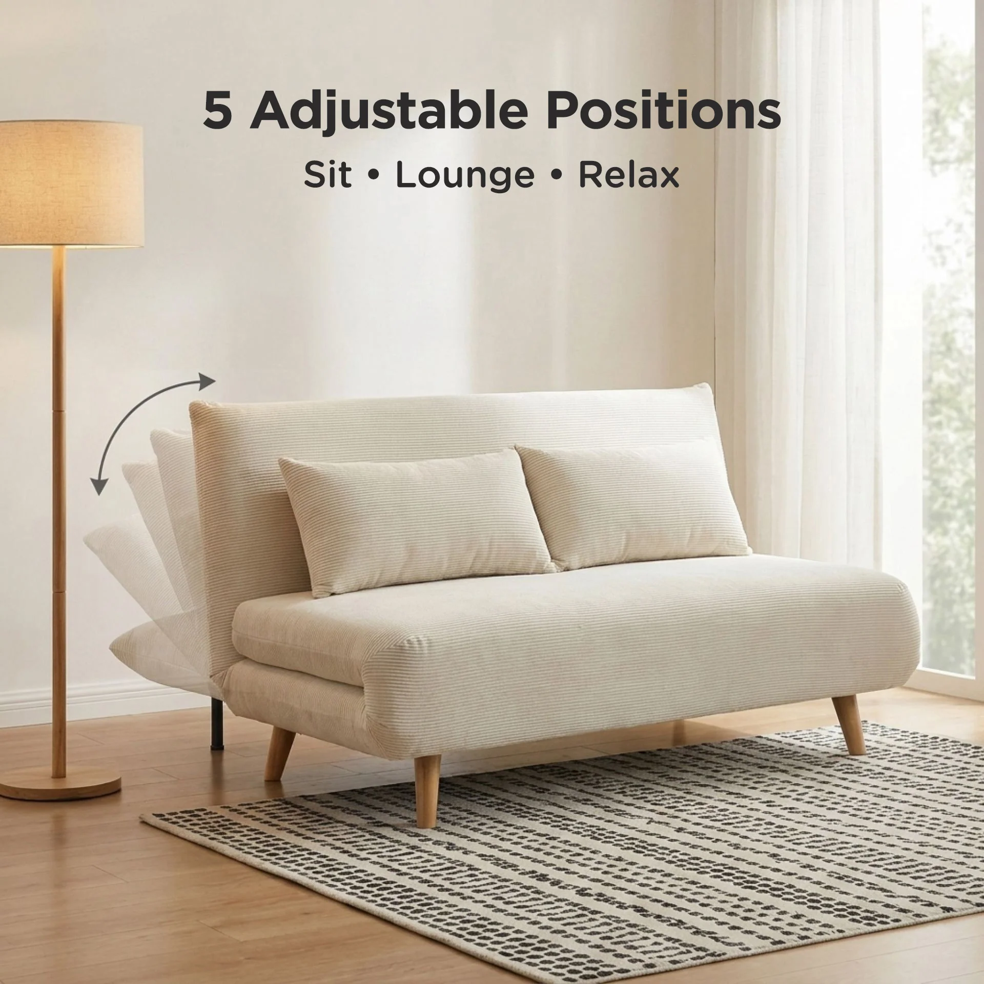 Hastings 2 Seater Fold-Out Sofa Bed - Beige - Image 5
