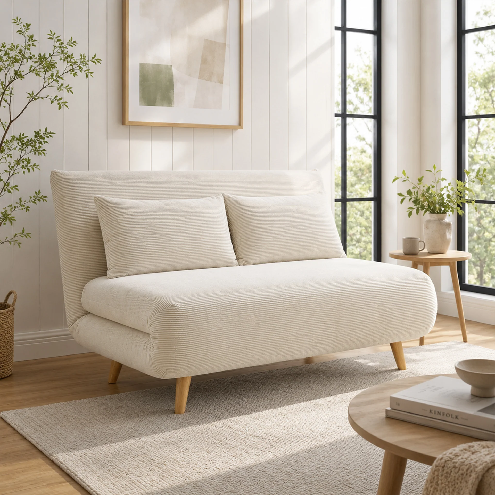 Hastings 2 Seater Fold-Out Sofa Bed - Beige - Image 7