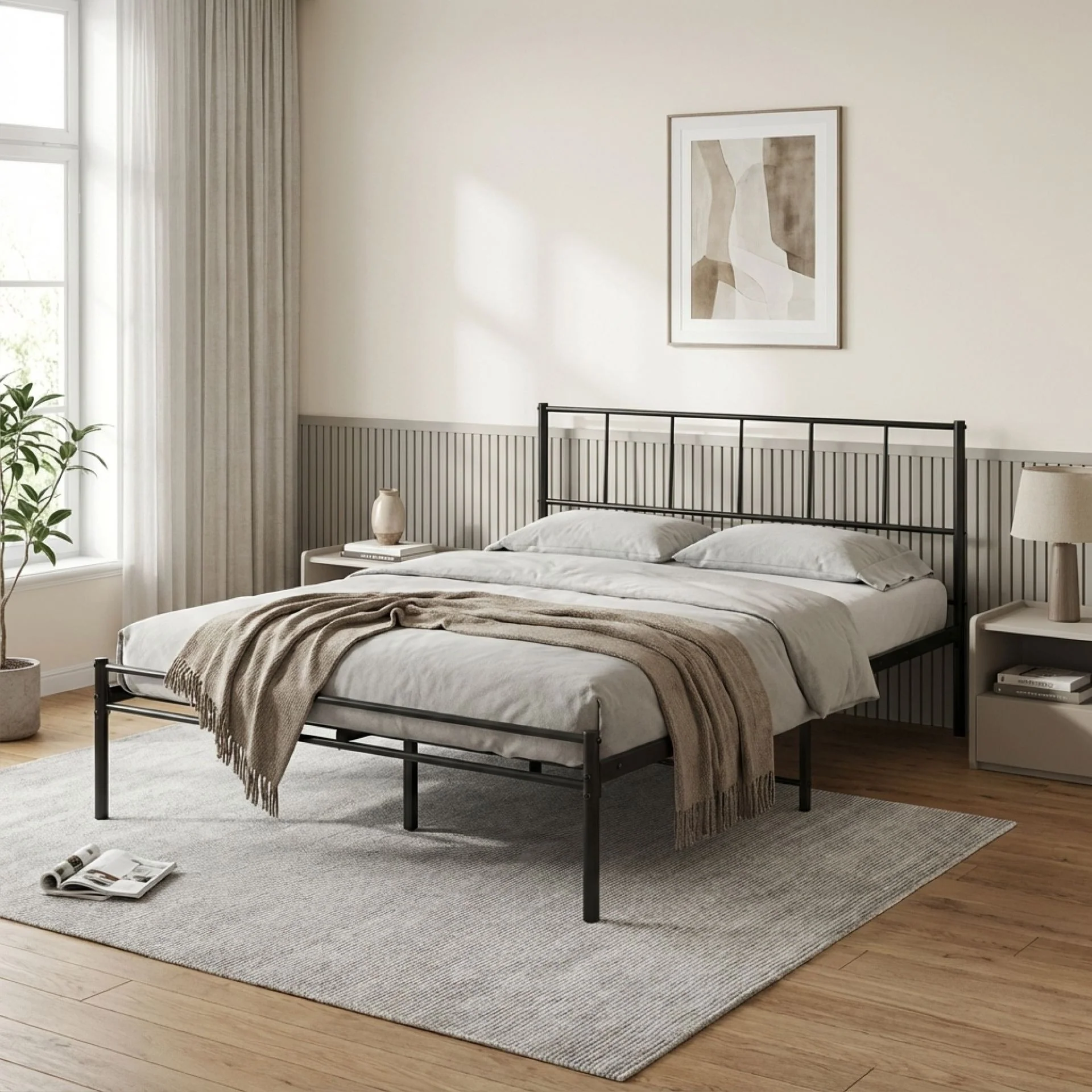 Sophia Double Metal Bed Frame - Black