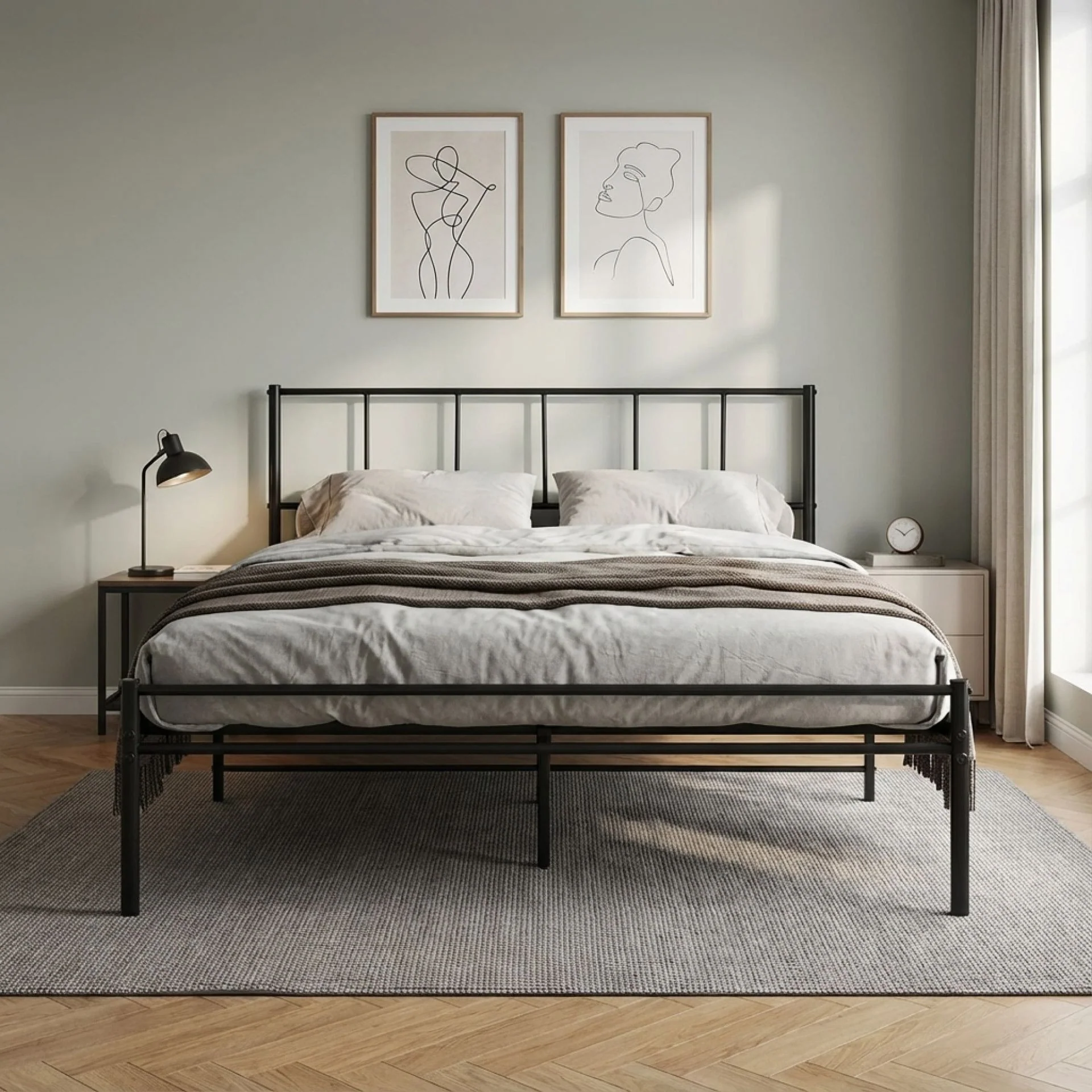 Sophia Double Metal Bed Frame - Black - Image 2