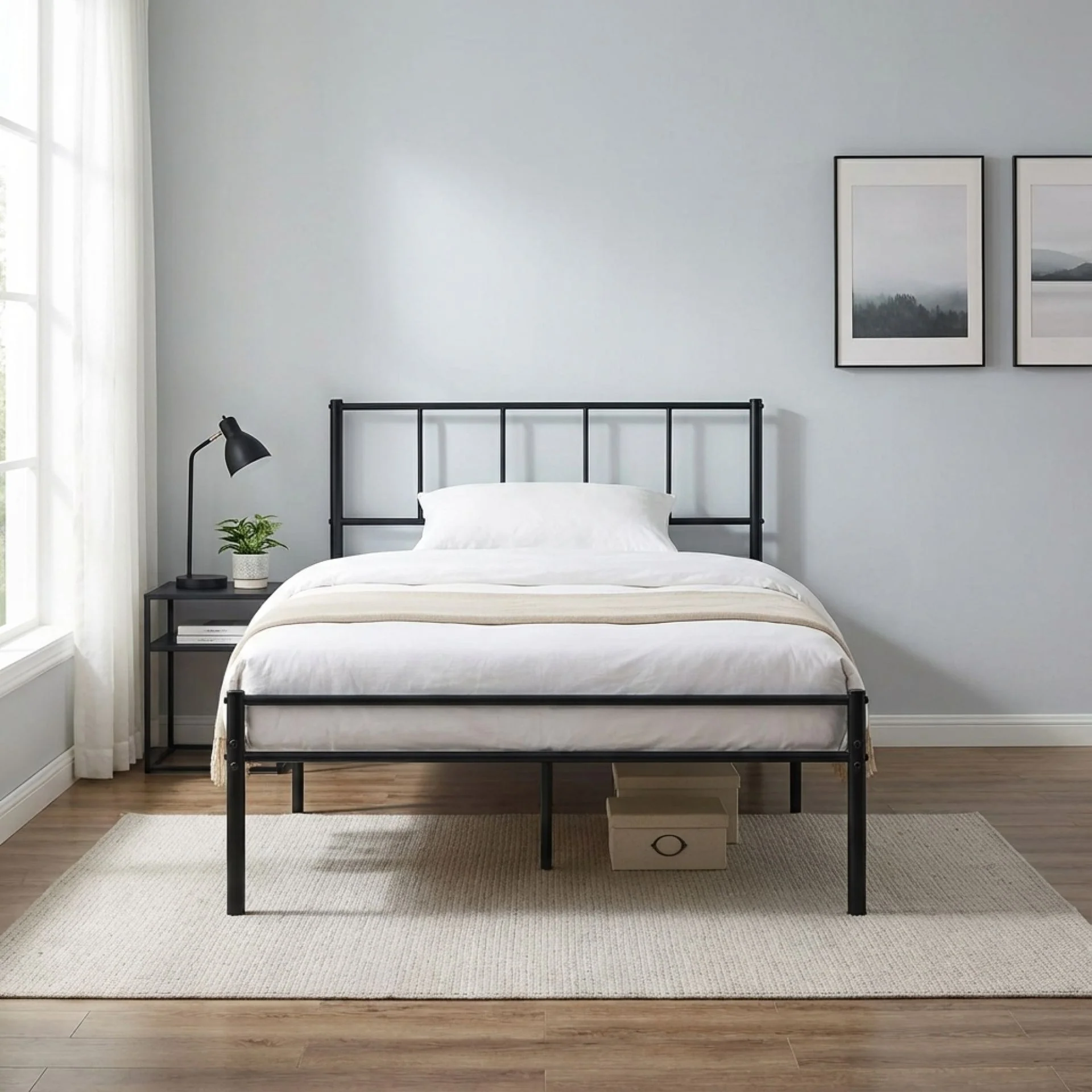 Sophia King Single Metal Bed Frame - Black - Image 2
