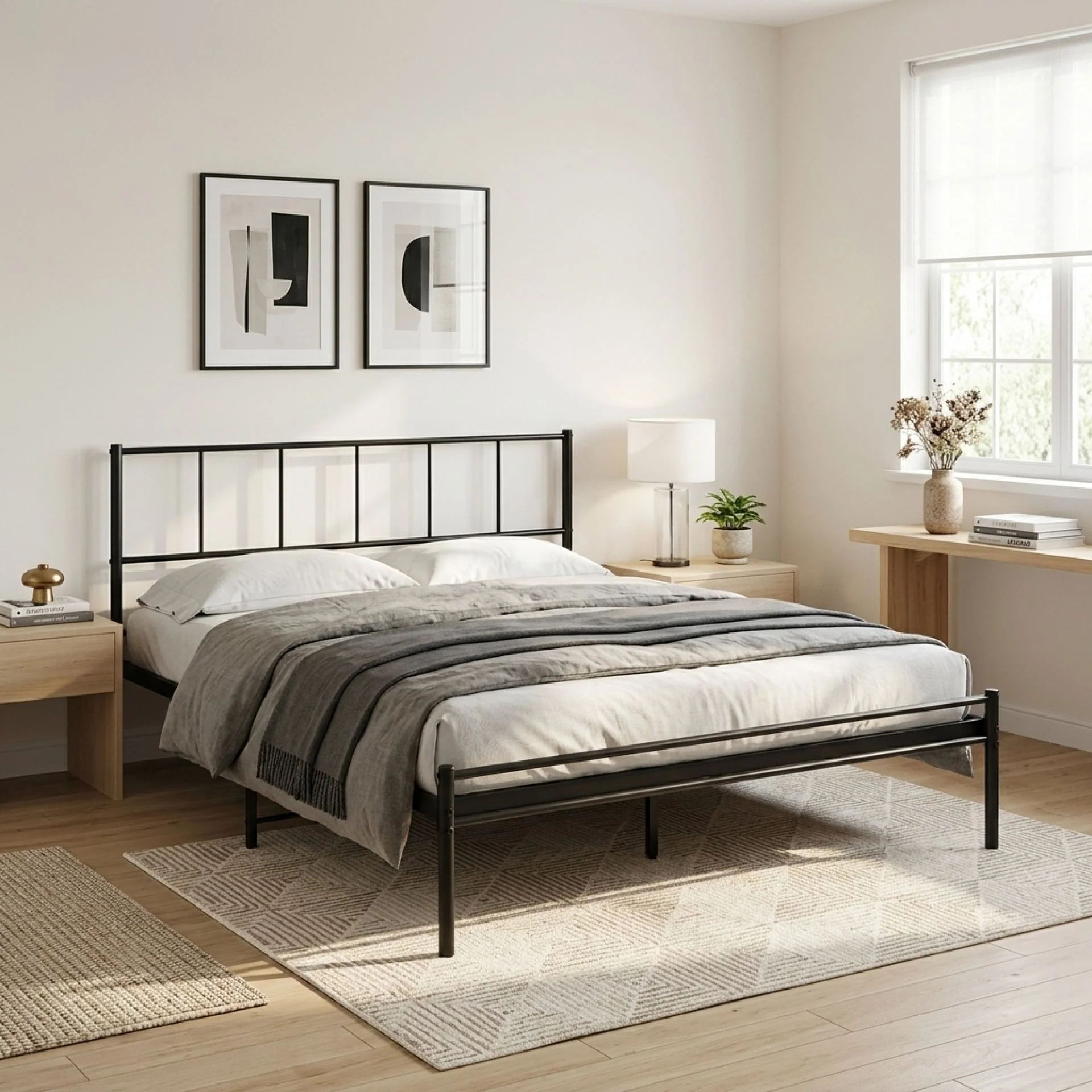 Sophia Queen Metal Bed Frame - Black