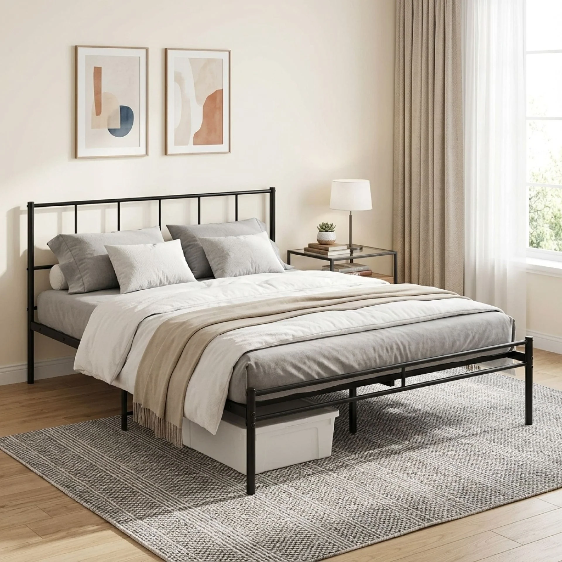 Sophia Queen Metal Bed Frame - Black - Image 2