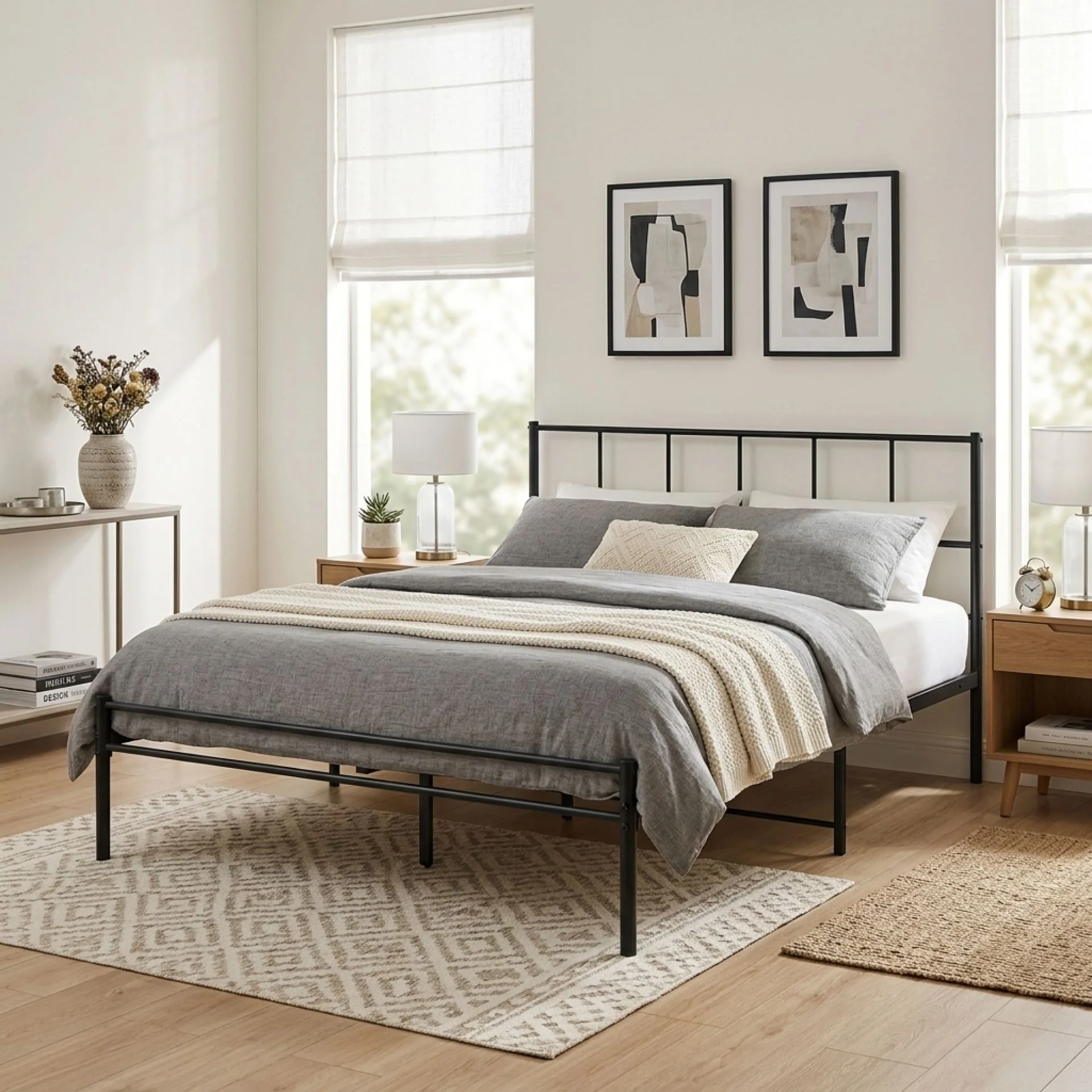 Sophia Queen Metal Bed Frame - Black - Image 3
