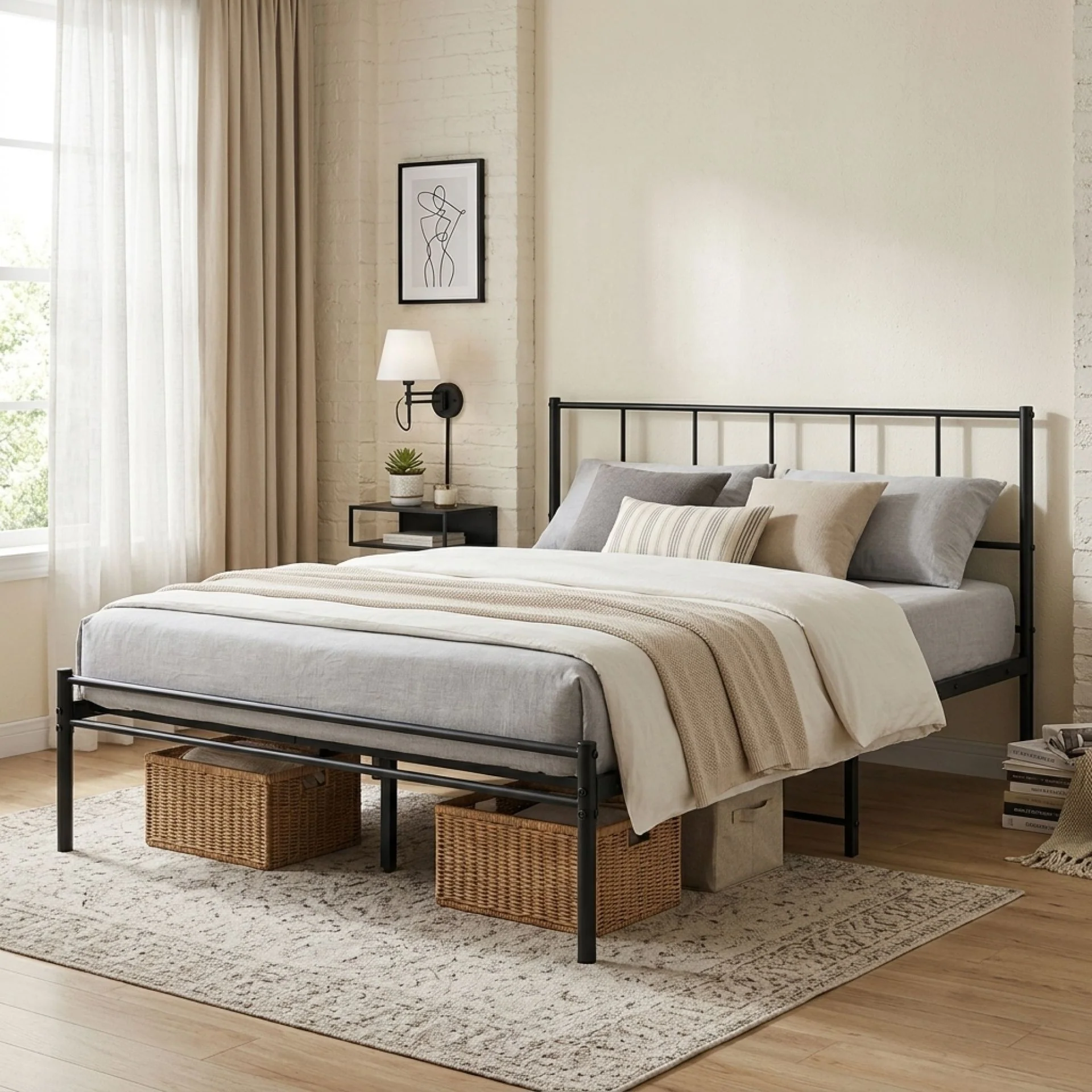 Sophia Queen Metal Bed Frame - Black - Image 5