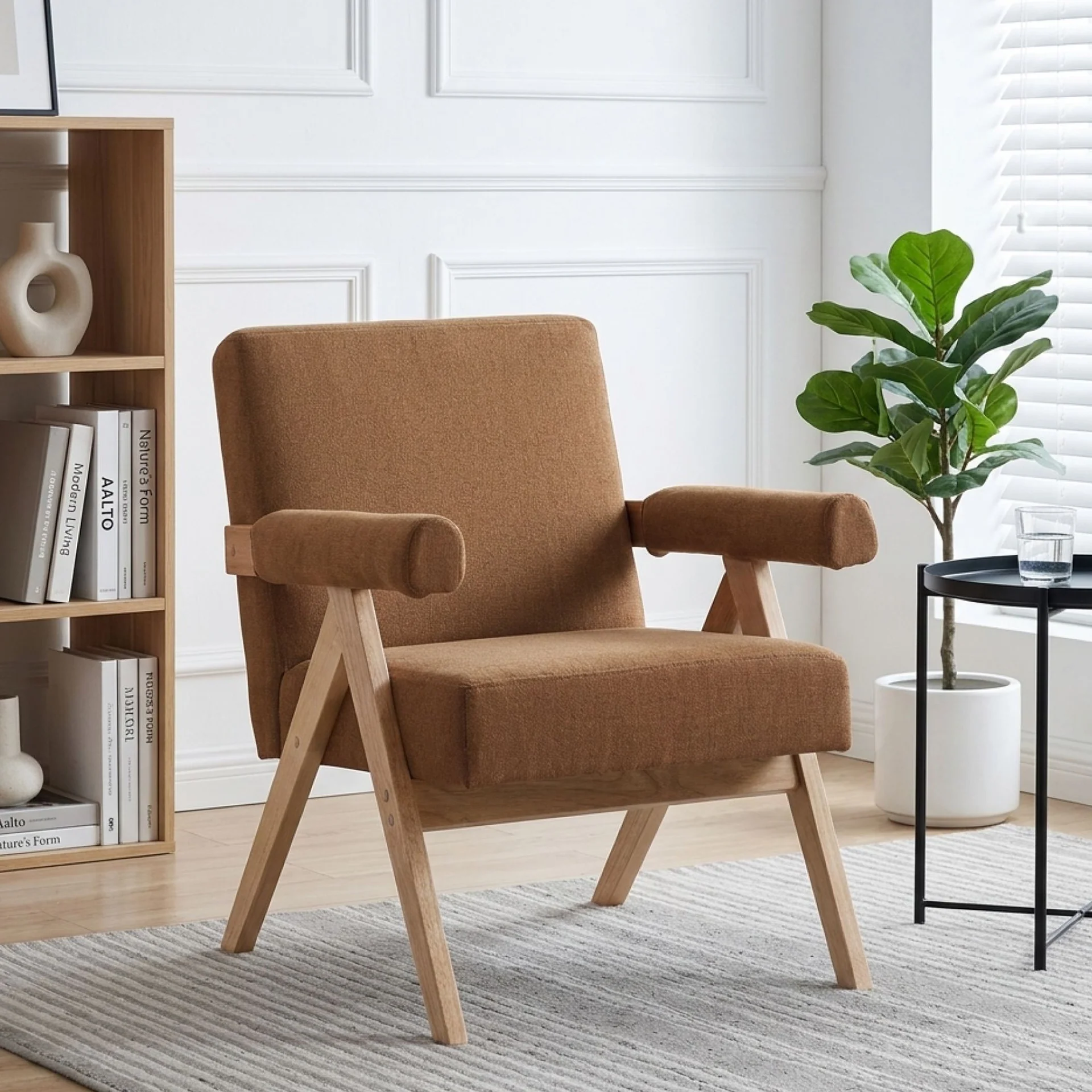 Soren Linen Armchair - Caramel Brown