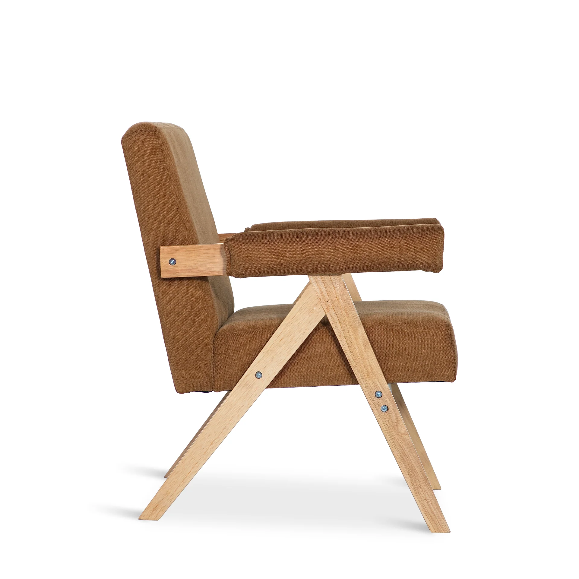 Soren Linen Armchair - Caramel Brown - Image 10