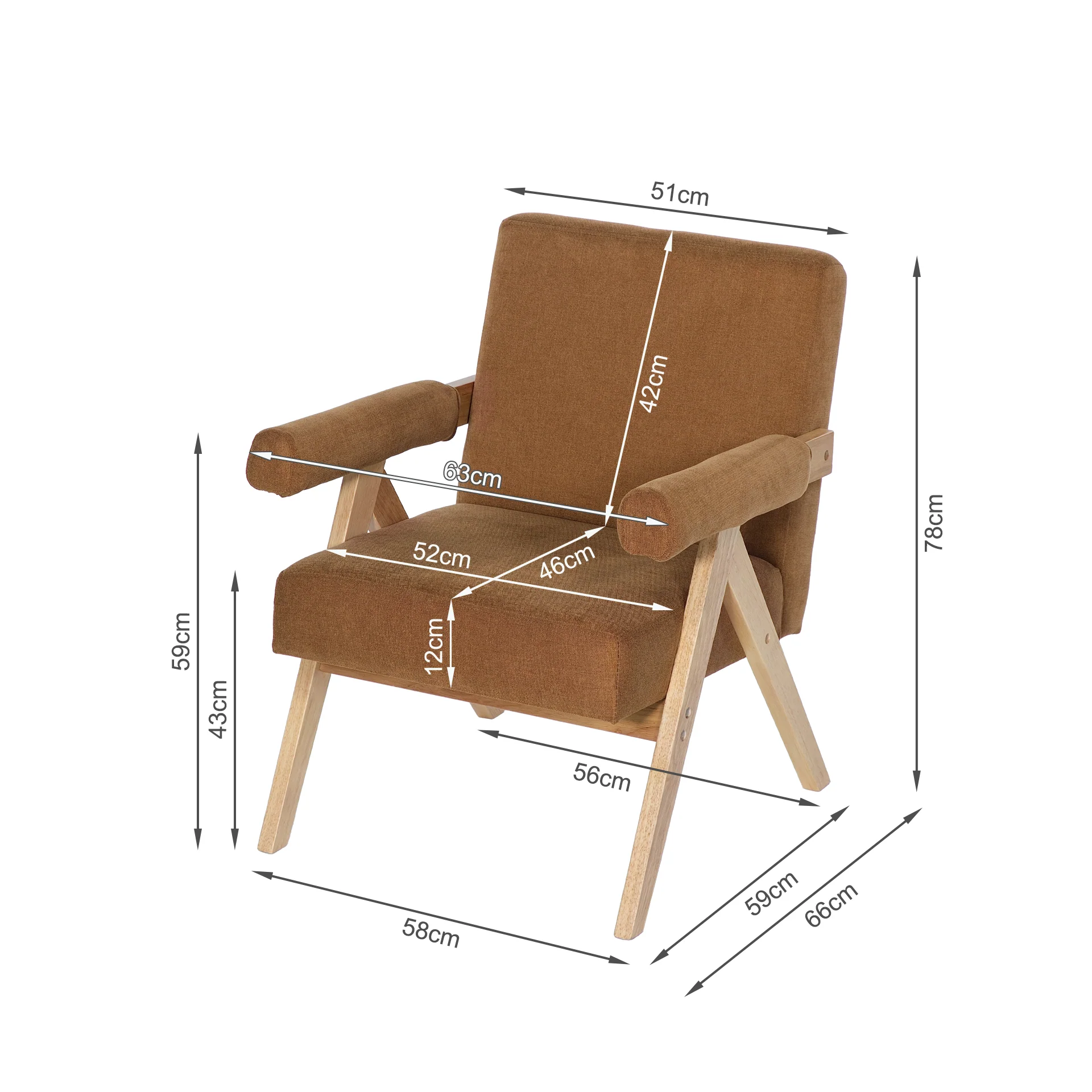 Soren Linen Armchair - Caramel Brown - Image 13