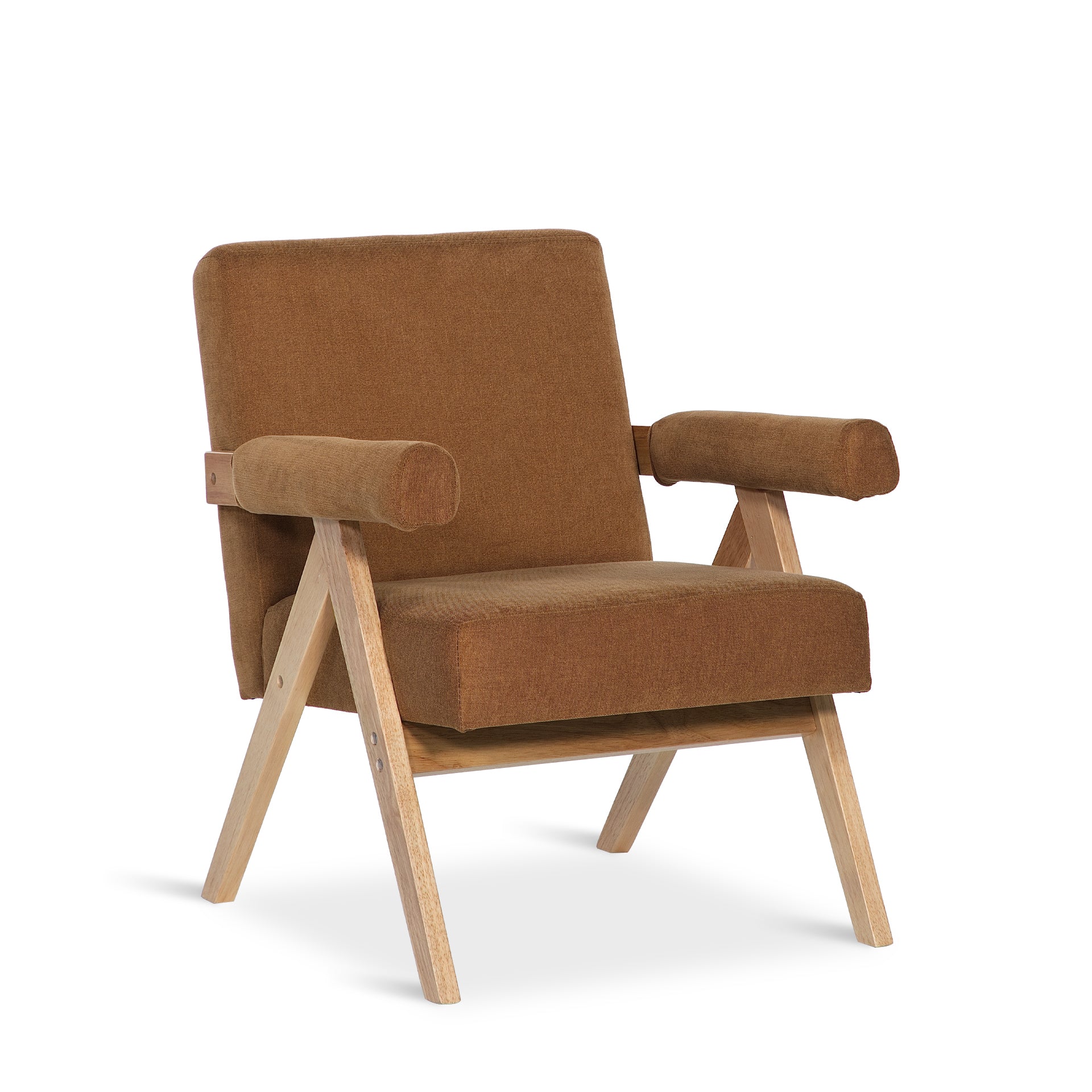 Soren Linen Armchair - Caramel Brown - Image 7