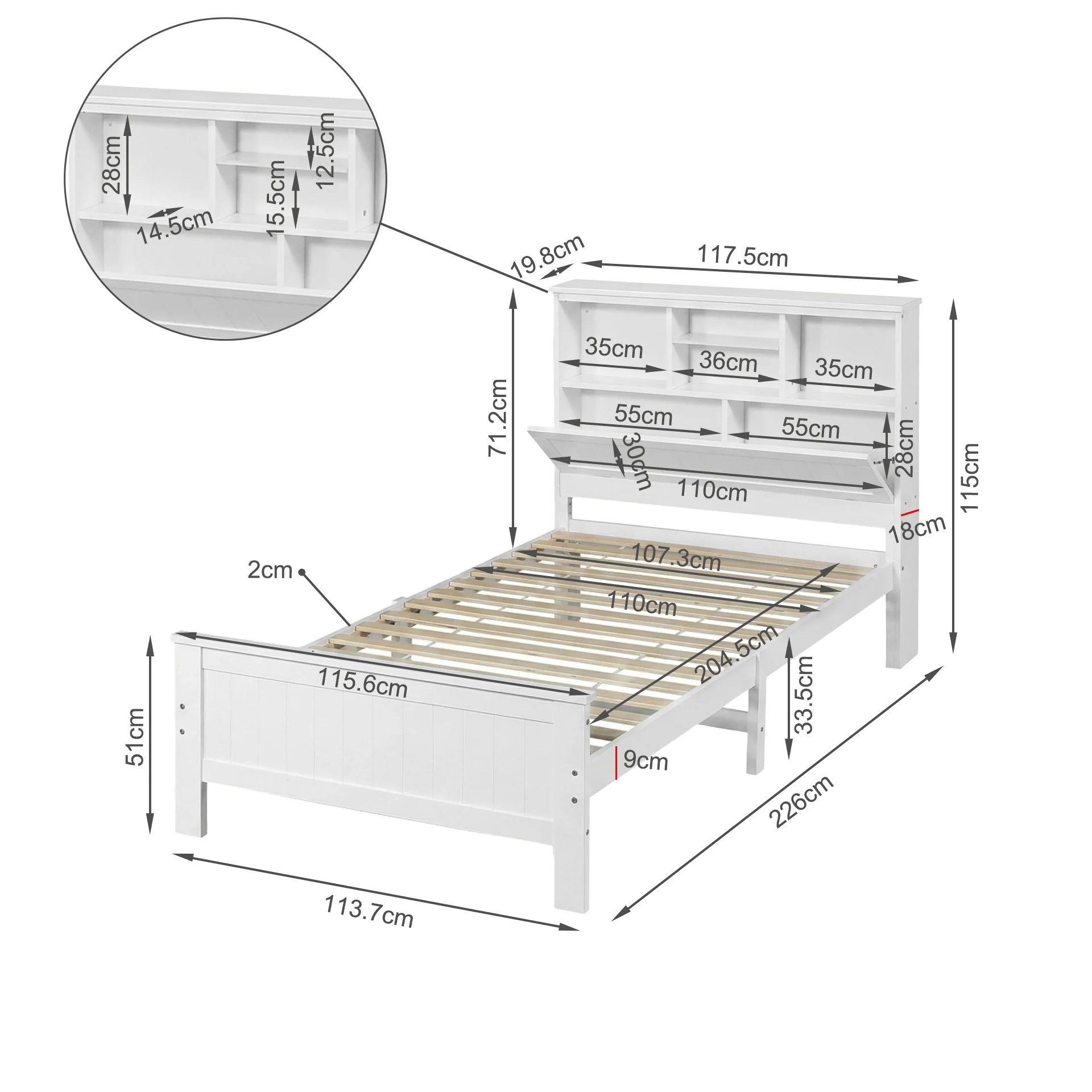 Sprout King Single Wooden Bed Frame - White - Image 16