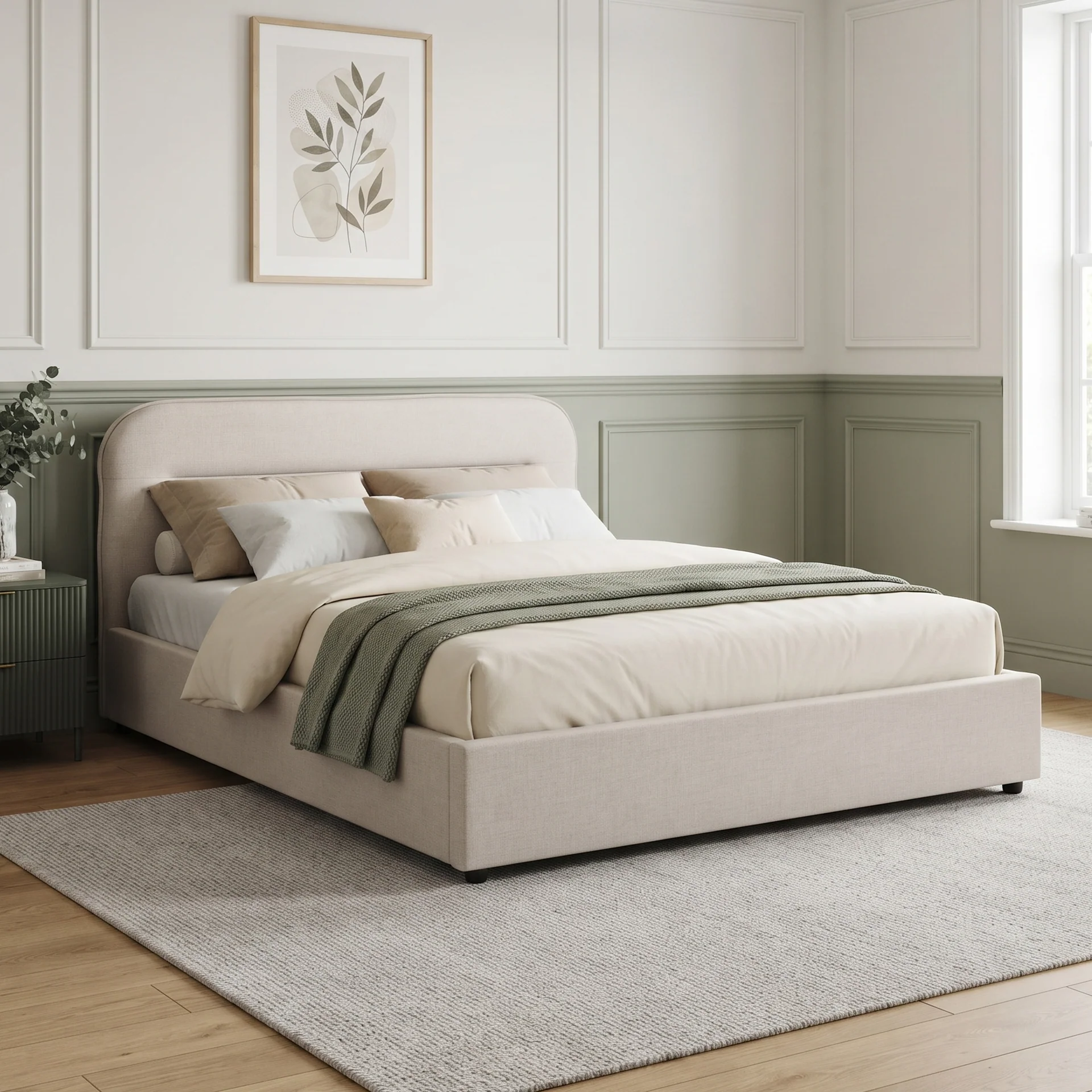 Steady Queen Gas Lift Bed Frame - Linen Beige - Image 4